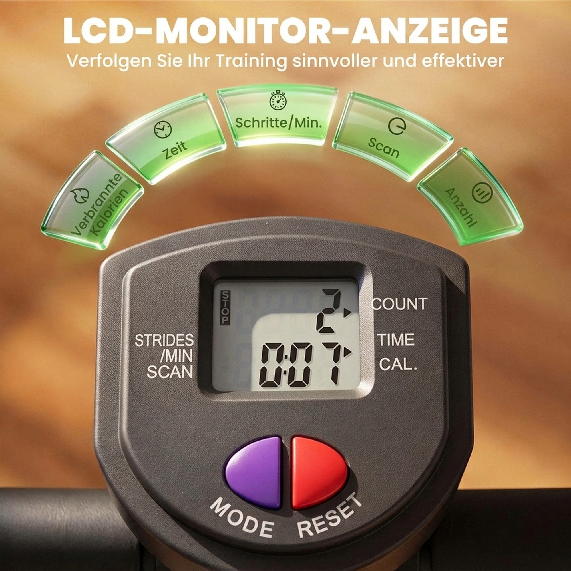 HOMCOM Stepper Sidestepper mit Haltegriff (Heimtrainer, 1-tlg., Trainingsbänder), LCD Display Stahl – Bild 5 von 5