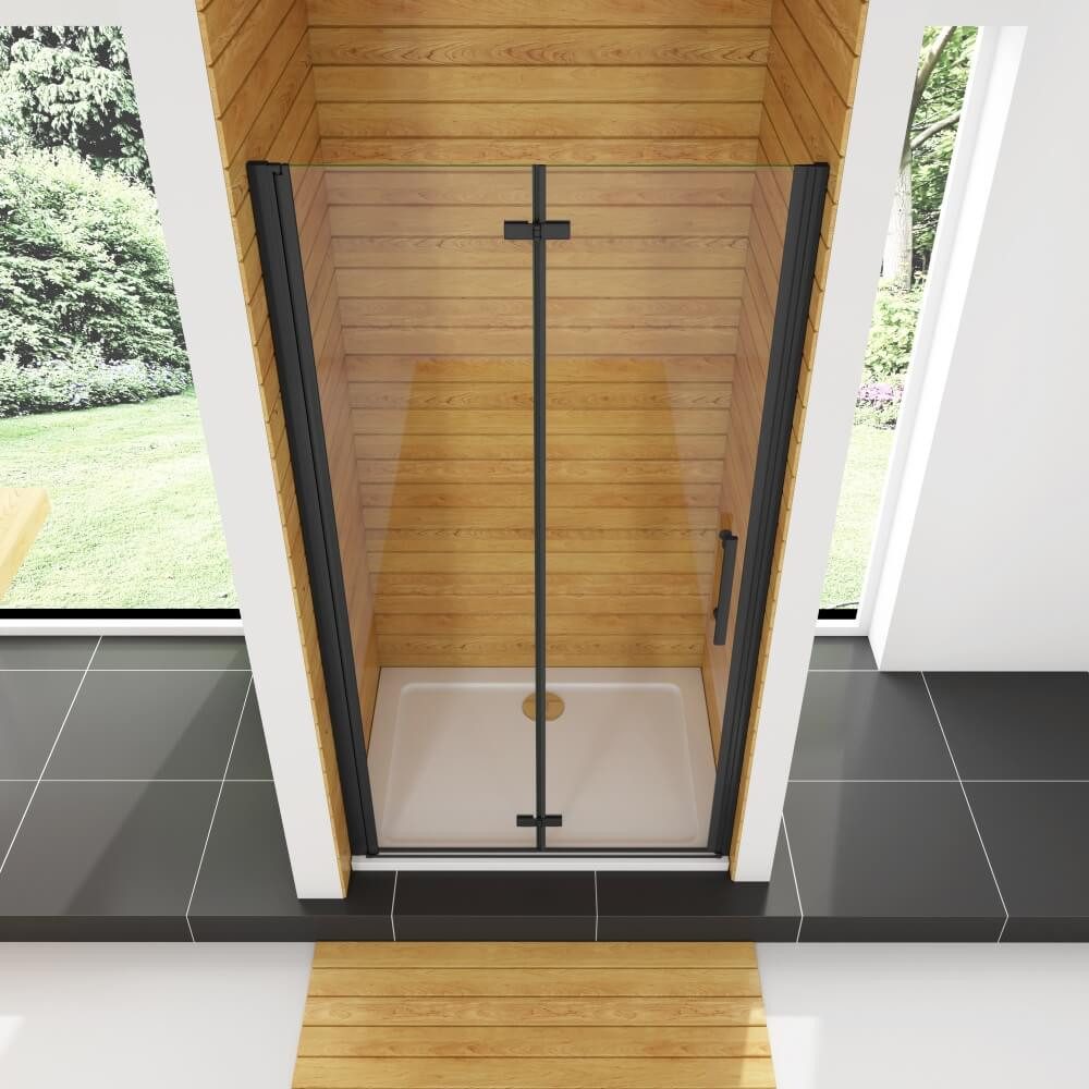 Duschparadies Dusch-Falttür 195cm Scharniertür Falttür Nischentür Duschabtrennung Duschtür Schwarz, 70x195 cm, Easyclean Sicherheitsglas, beidseitig montierbar – Bild 5 von 5