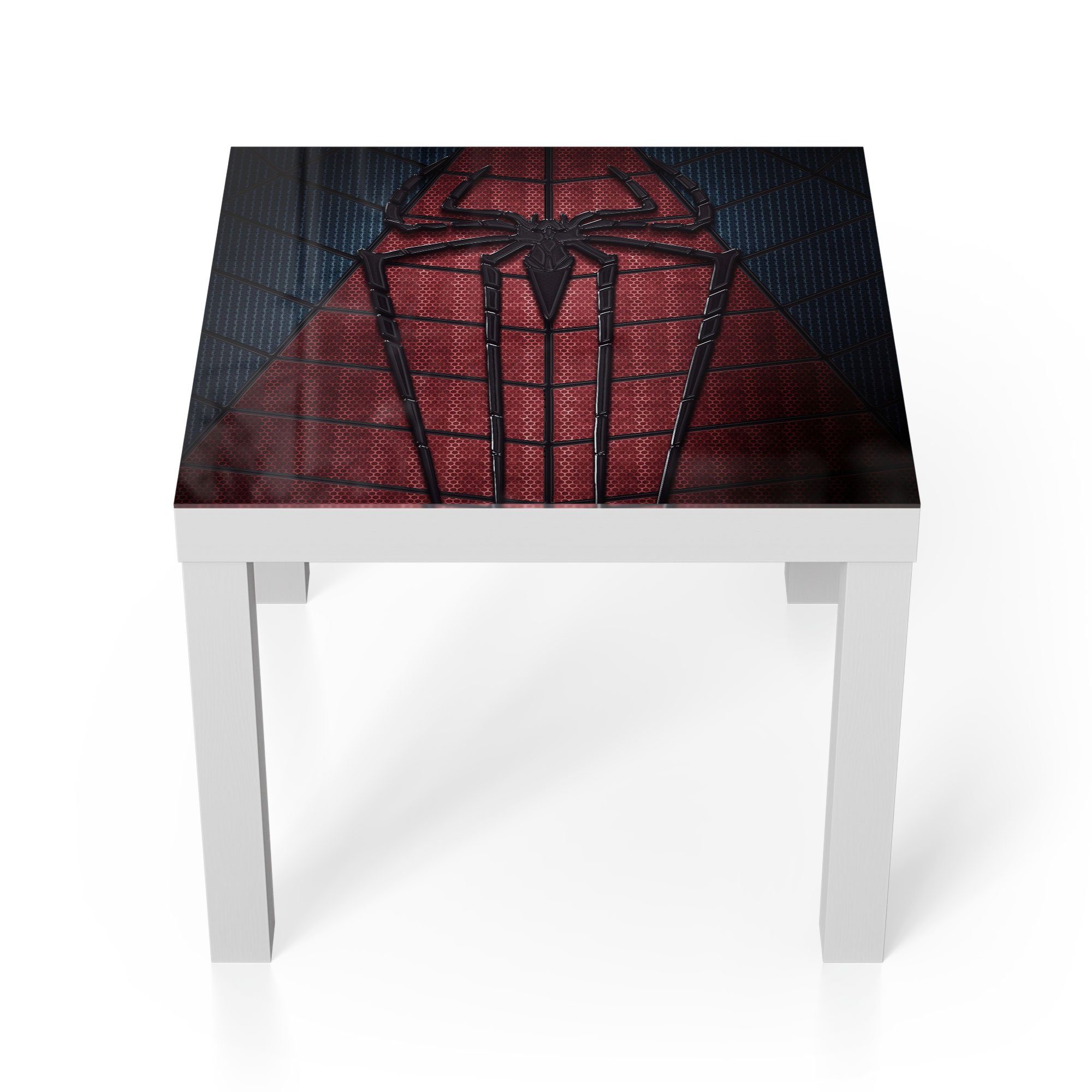 DEQORI Couchtisch 'Spider-Man Nahaufnahme', Glas Beistelltisch Glastisch modern Weiß