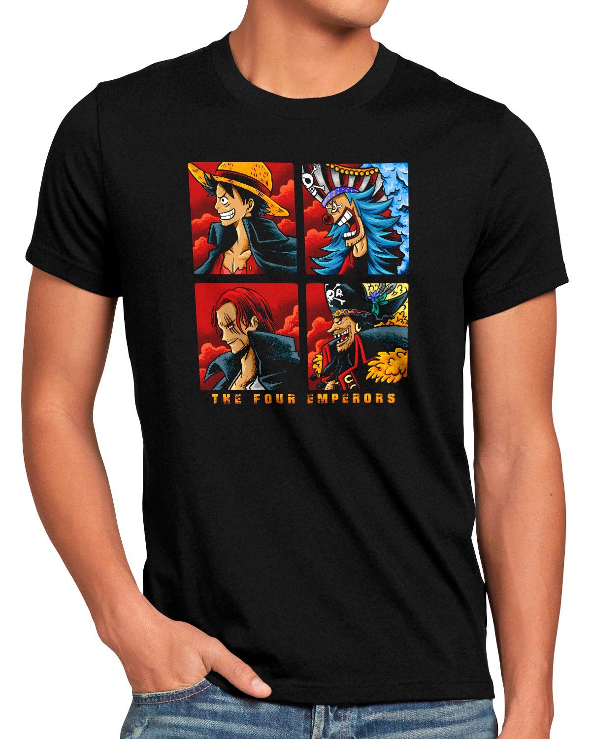 manga one luffy style3 piece Print-Shirt monkey japan ruffy anime