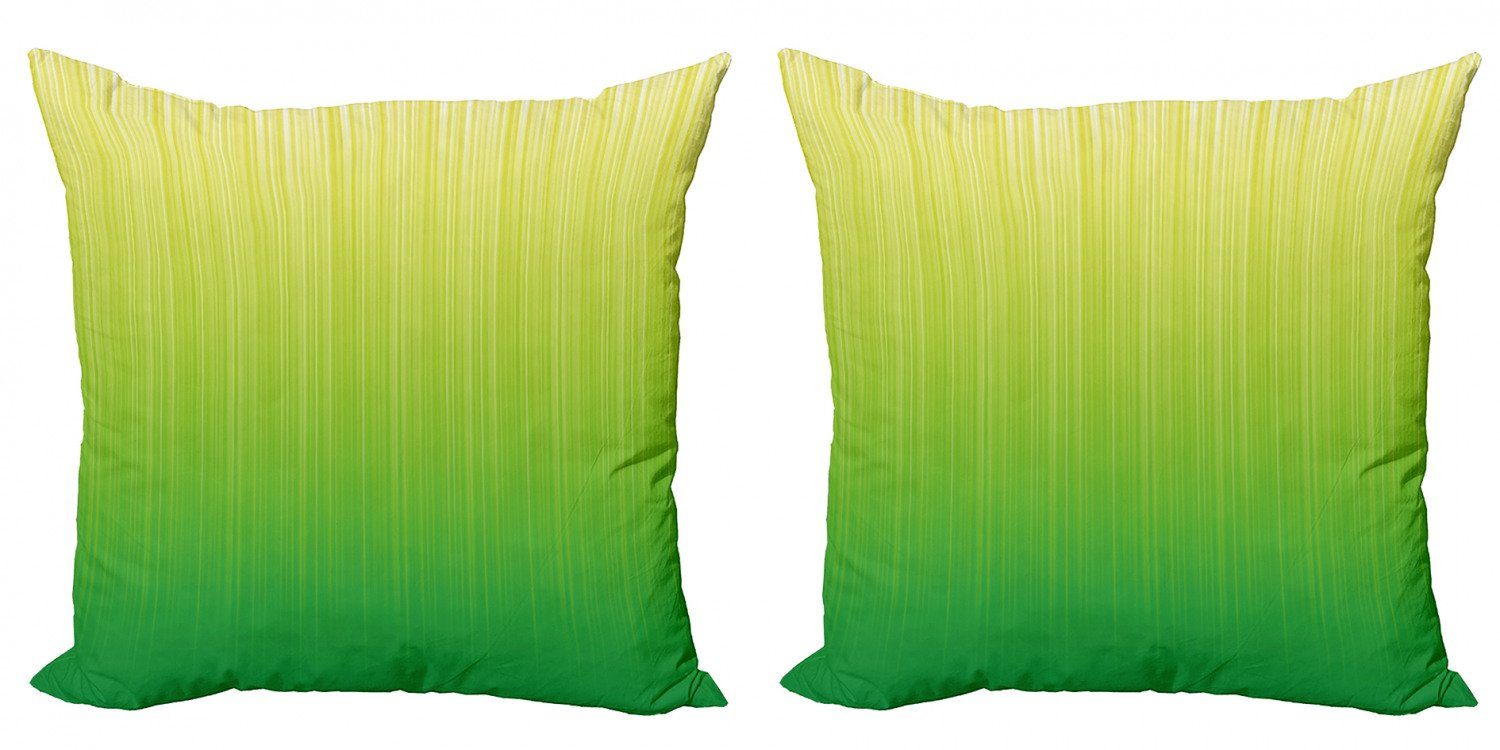 Lime Doppelseitiger Modern Abakuhaus gestreifte Stück), (2 Digitaldruck, Kissenbezüge Accent Green Futuristisch