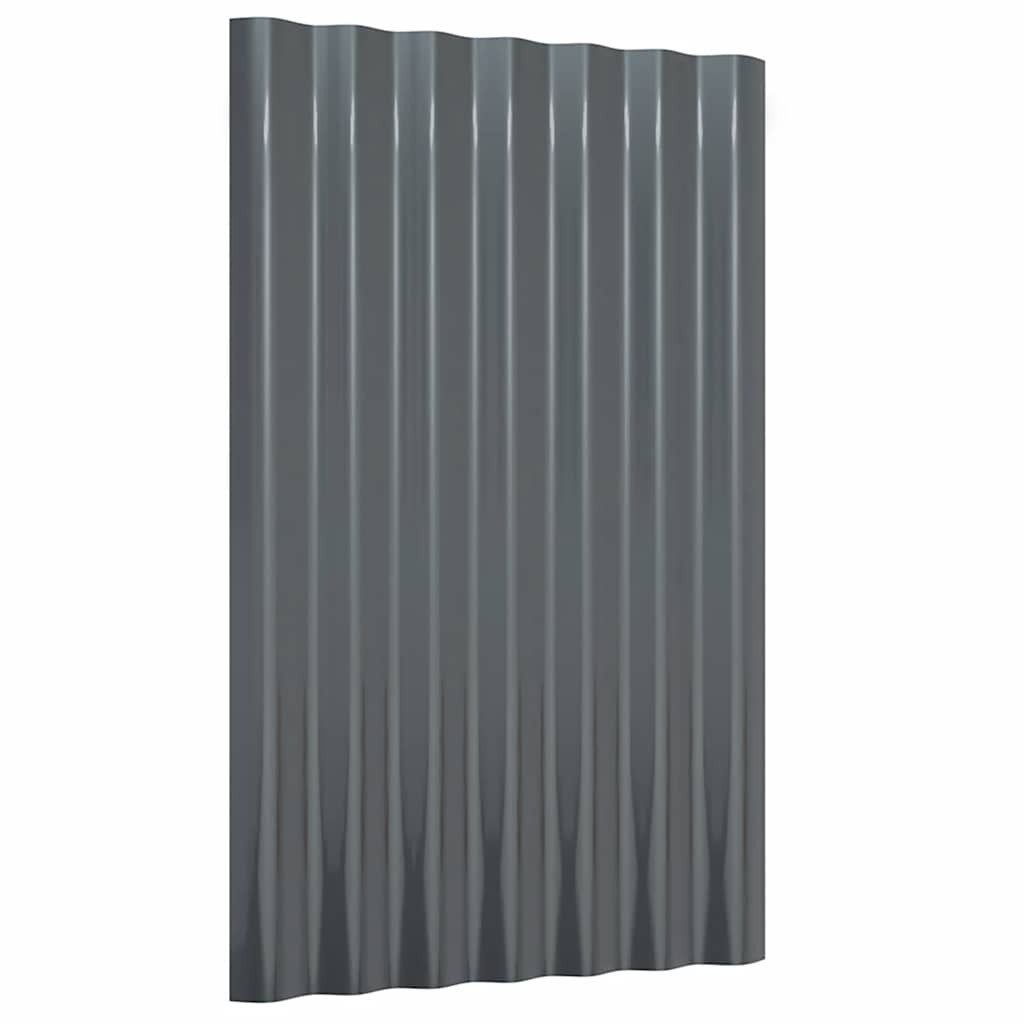 vidaXL Deckenplatten Dachpaneele 12 Stk Verzinkter Stahl Anthrazit 60x36 cm, (12-tlg)