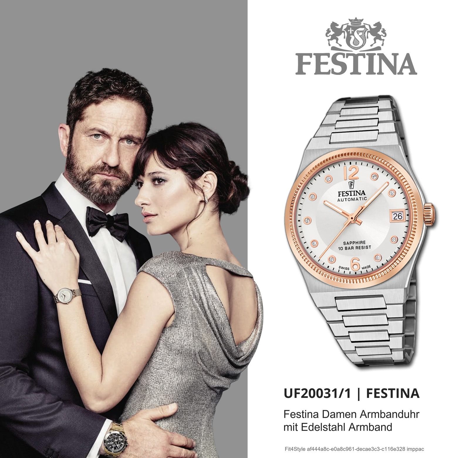 Festina Automatikuhr Festina Damenuhr Edelstahl silber, (Analoguhr), Damen Armbanduhr rund, Edelstahlarmband silber, Elegant