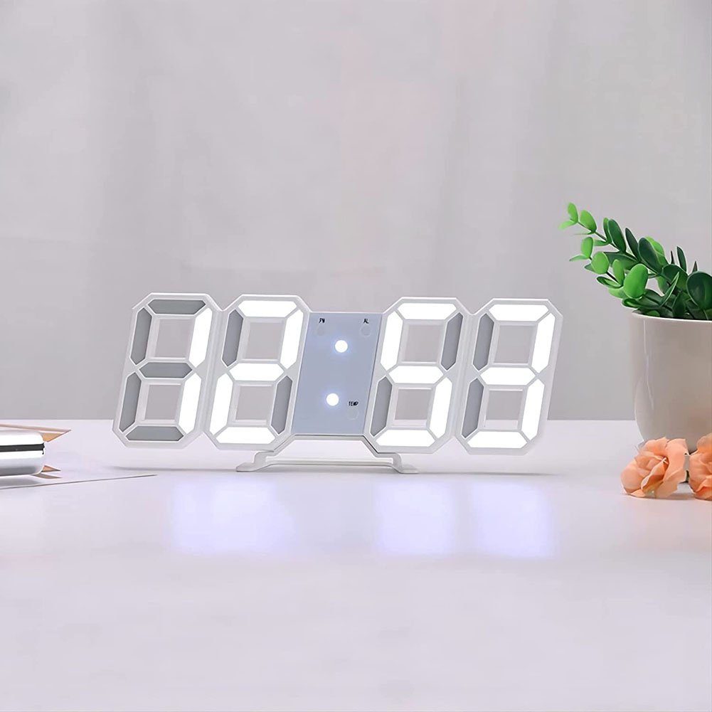 Wecker Oneid Büro oder 3D Wanduhr, Küche LED Digitalwecker, Haus, Digitaluhr,für Weiß
