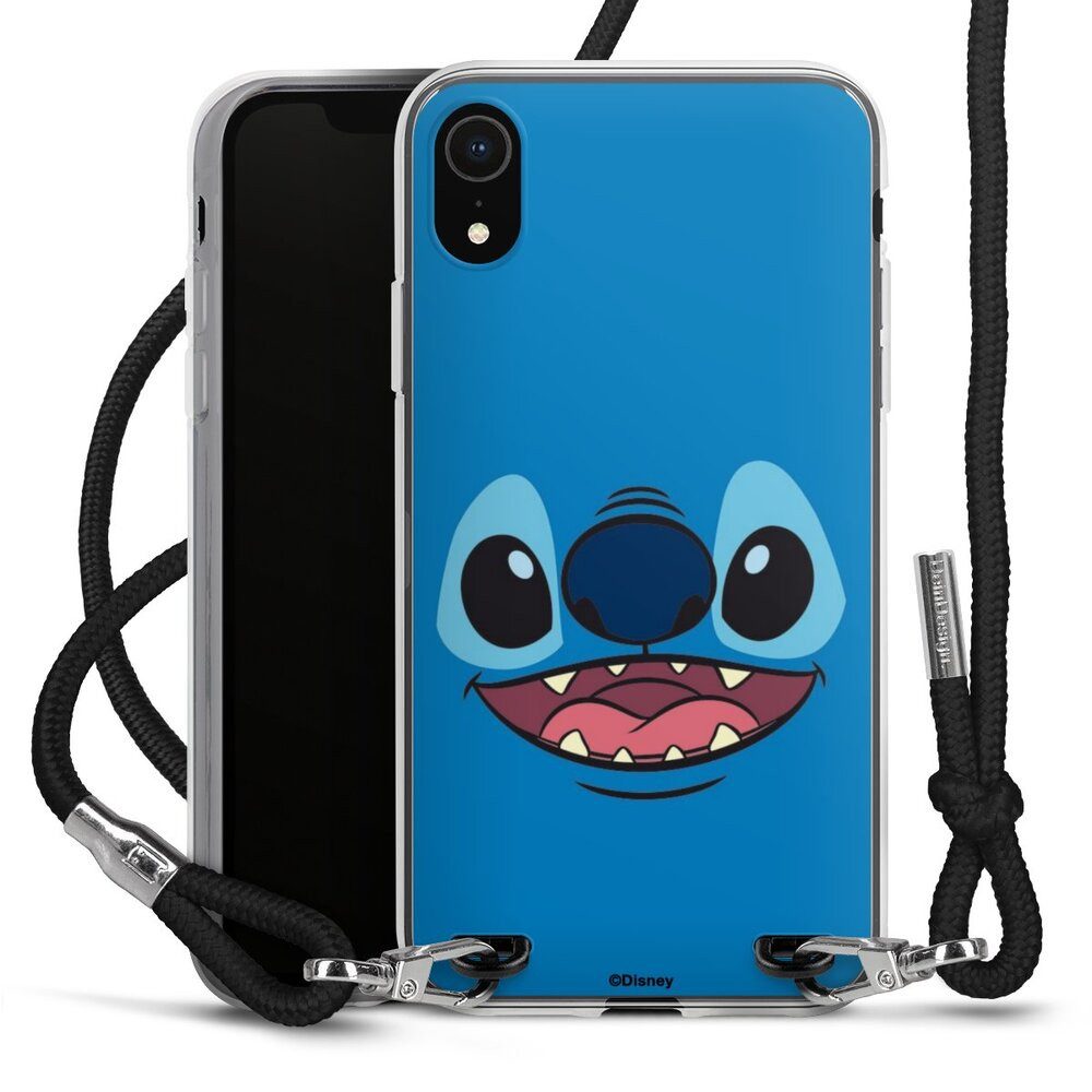 DeinDesign Handyhülle Lilo & Stitch Disney Offizielles Lizenzprodukt Stitch Closeup, Apple iPhone Xr Handykette Hülle mit Band Case zum Umhängen