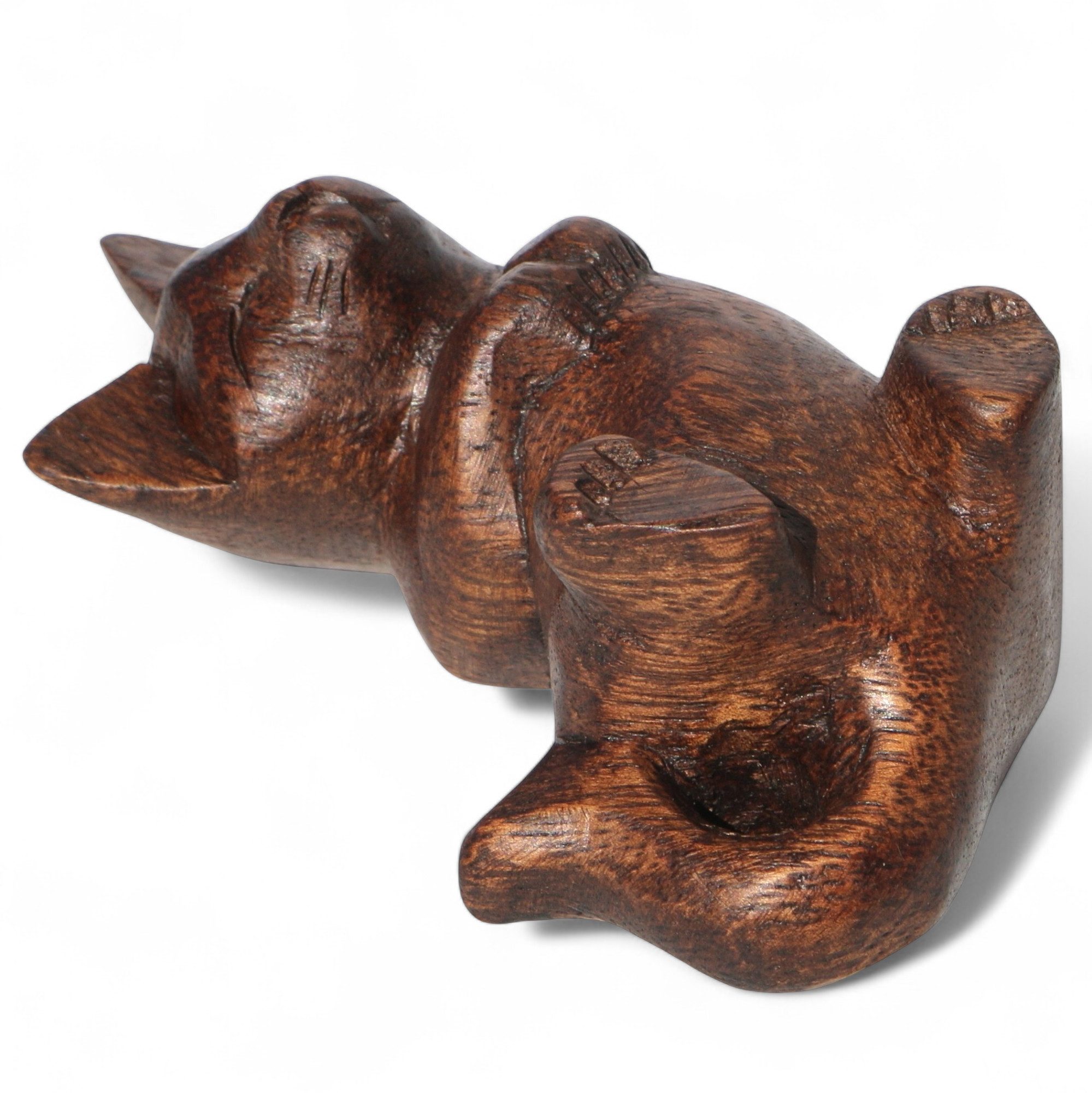 Wogeka Tierfigur kleine Katze Holz Figur Meerestier Tier Statue Dekoration Ktier