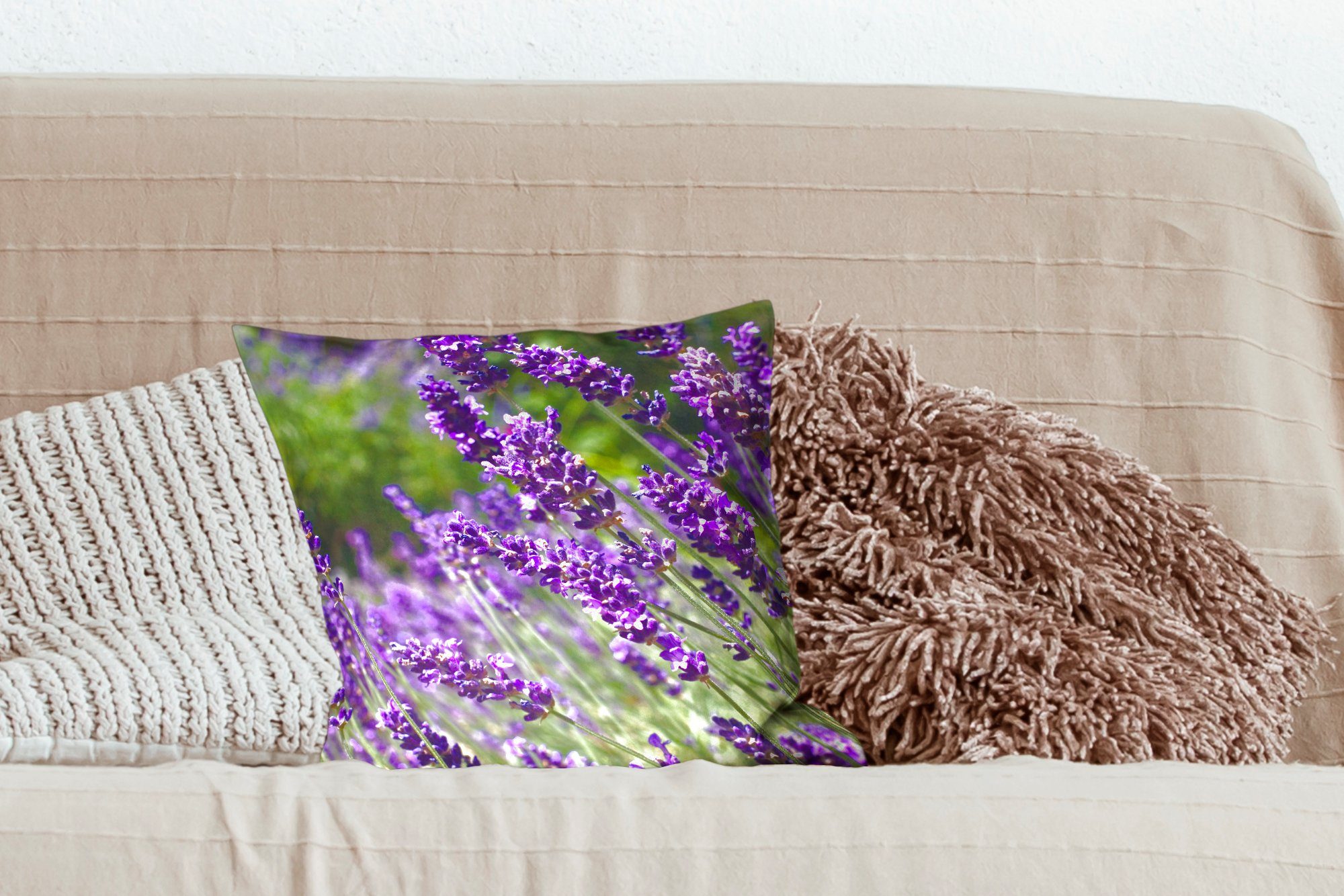 Zierkissen für Leuchtend Deko, der in Lavendel Wohzimmer, Schlafzimmer, Füllung Natur, mit Sofakissen MuchoWow lila Dekokissen