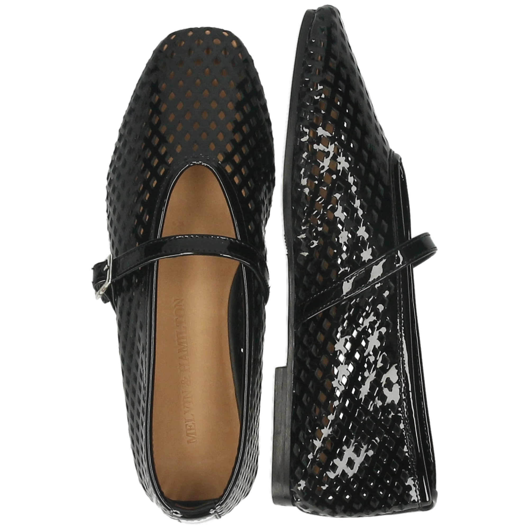 Melvin & Hamilton Emily 2 Leder-Mary Jane Schuhe für Damen Ballerina Flache Absätze, Echtes Leder, Laser Detail