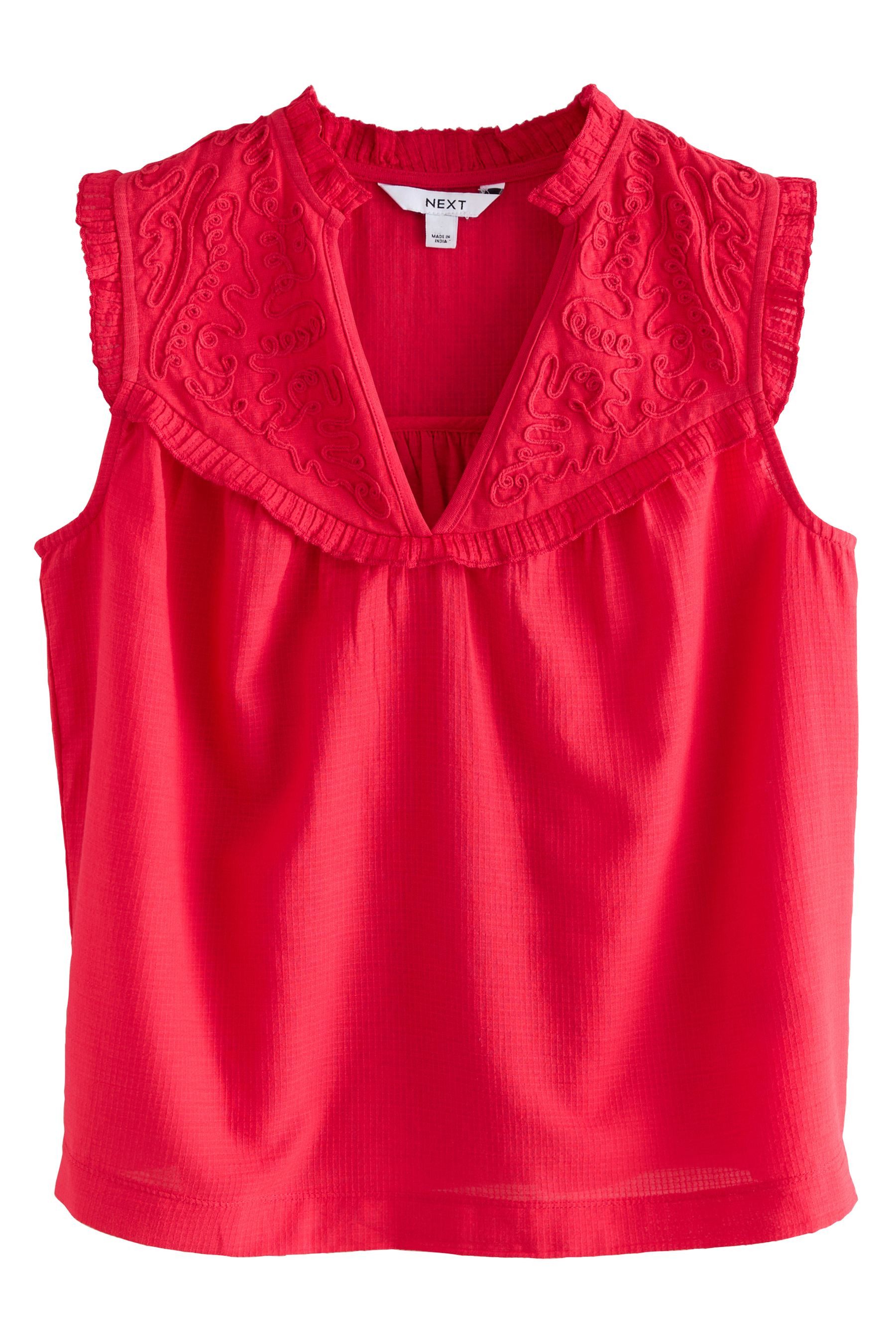Next Rüschenbluse Ärmelloses Oberteil mit Stickerei günstig online kaufen