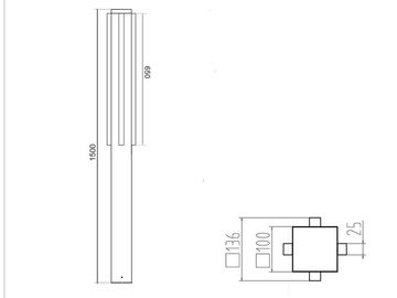 meineWunschleuchte LED Pollerleuchte, LED fest integriert, Warmweiß, 2er SET große Wegeleuchten, Garten-weg beleuchten, Anthrazit 150cm