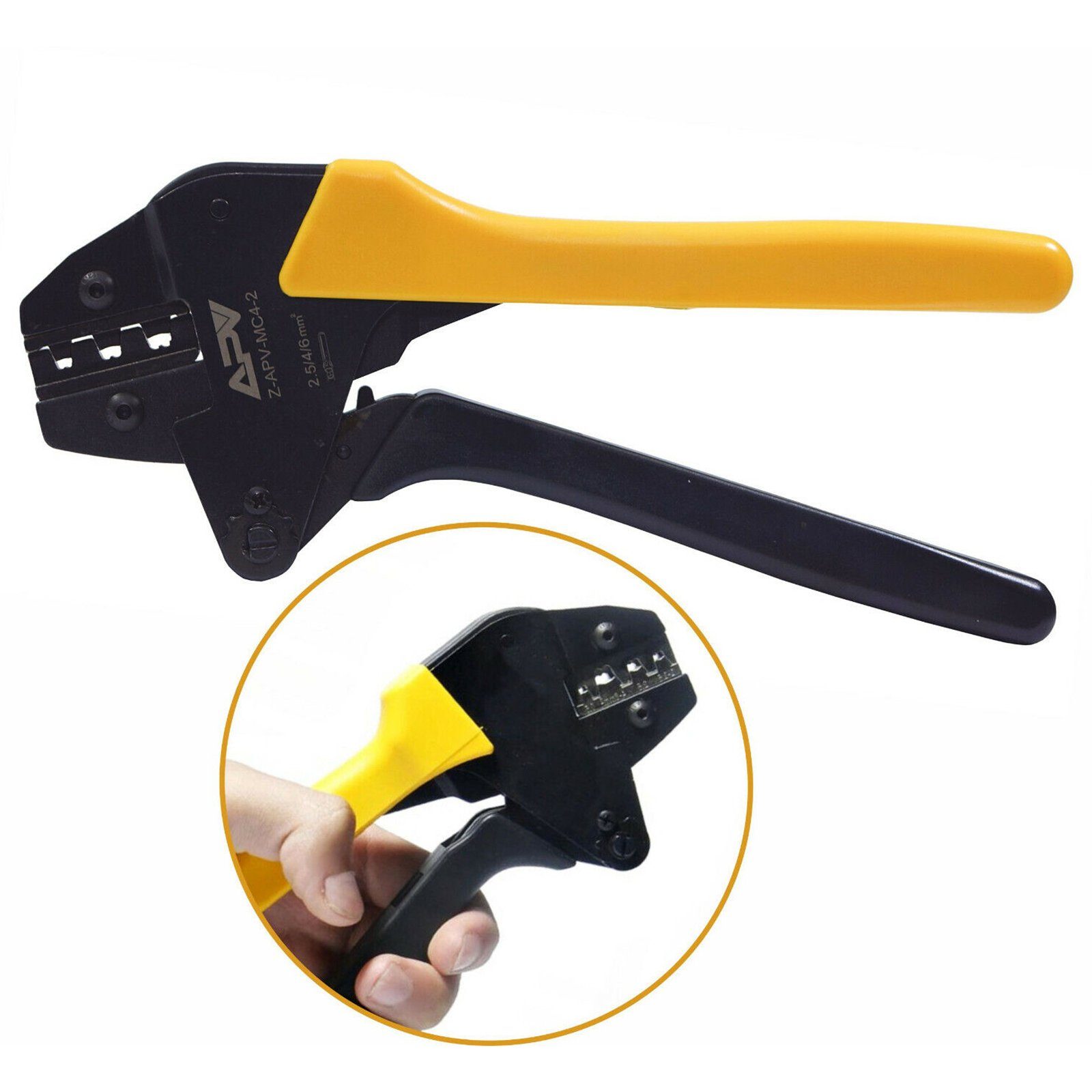 APV Crimpzange, Crimpzange Aderendhülsenzange 2,5-6mm² für Kabelschuhe Gelb