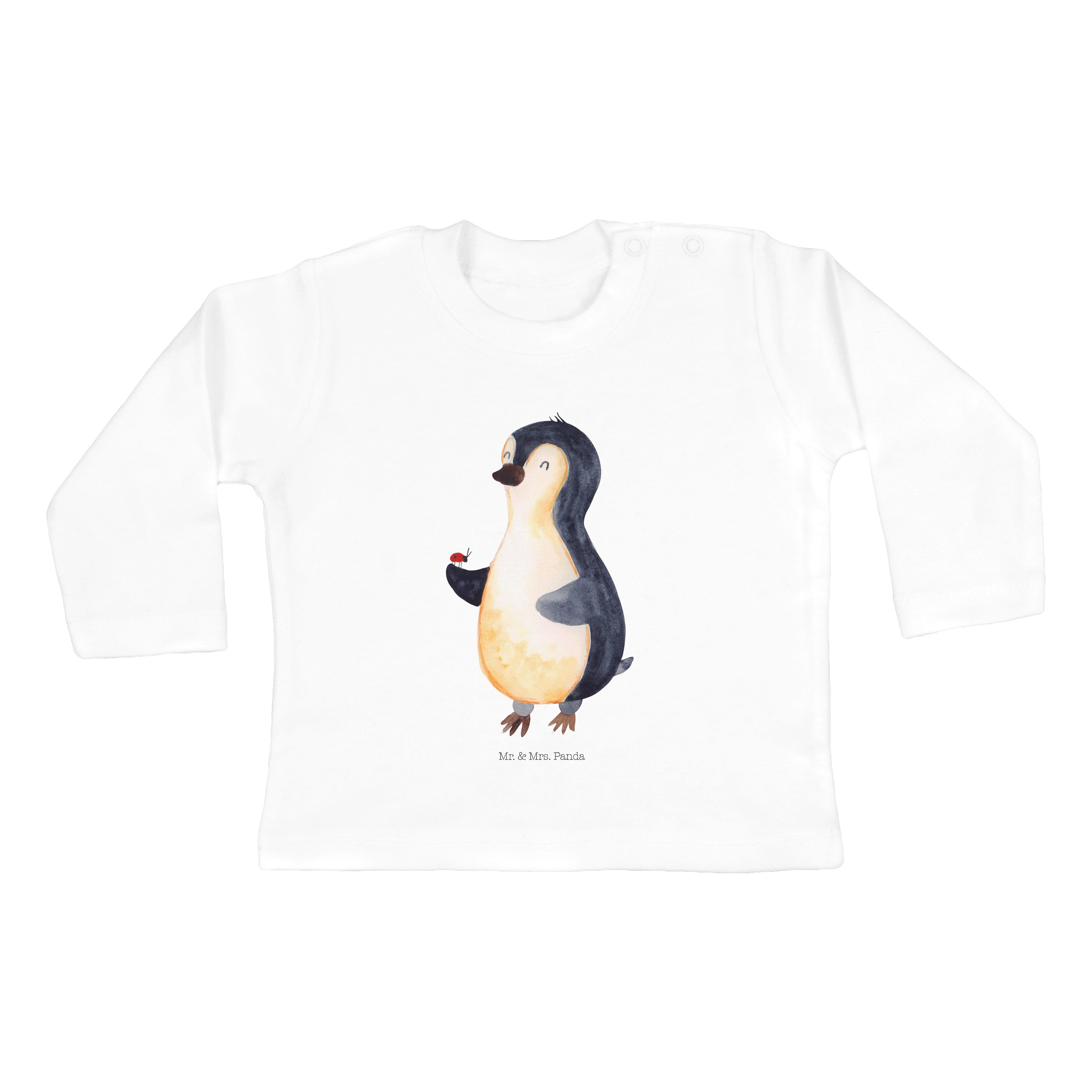 Mr. & Liebe, Pinguin Baby, - Glück, Marienkäfer (1-tlg) - Geschenk, Panda Langarmshi Mrs. Strampler Weiß