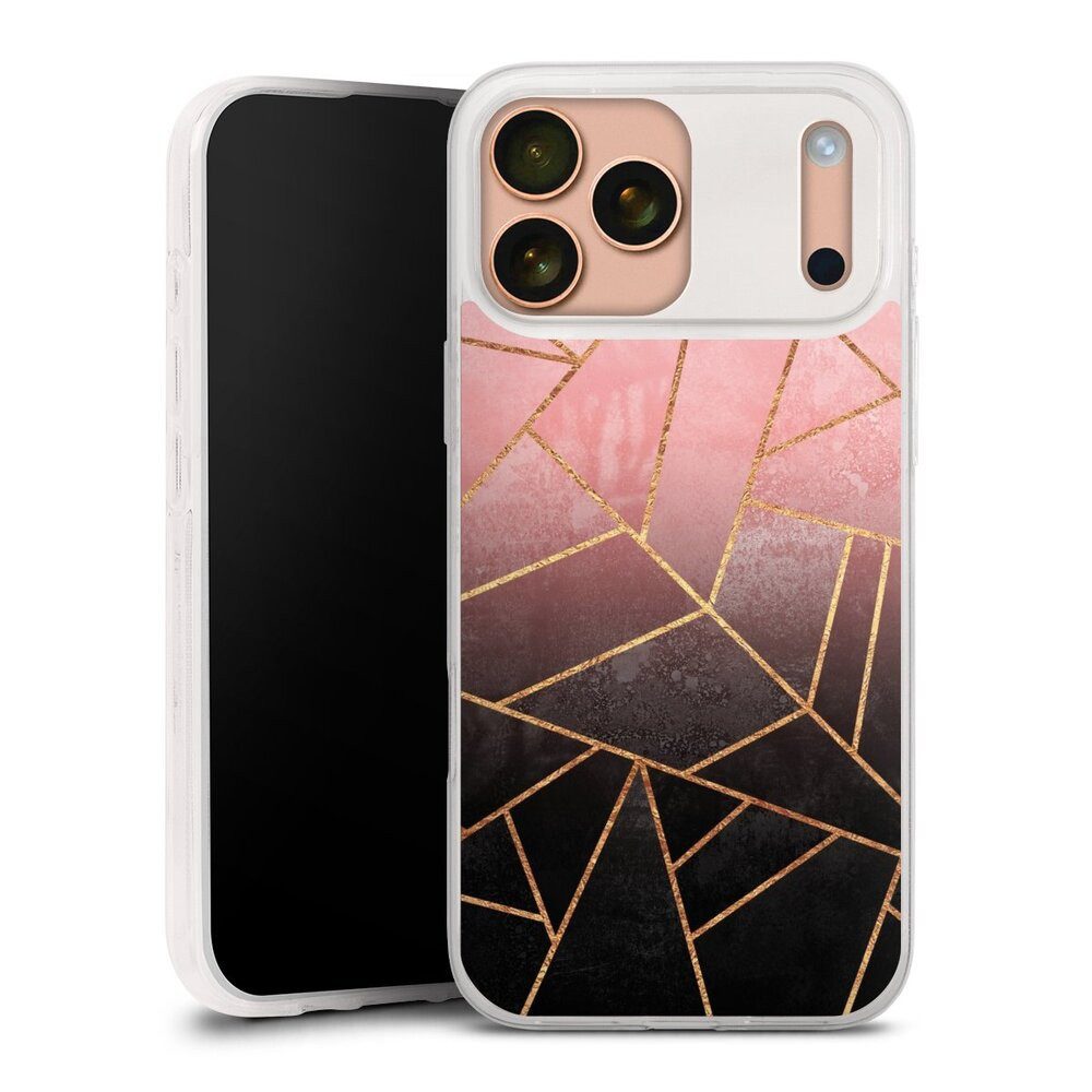 Handyhülle Farbverlauf Geometric Gold & Kupfer Pink And Black Stone Gold Print