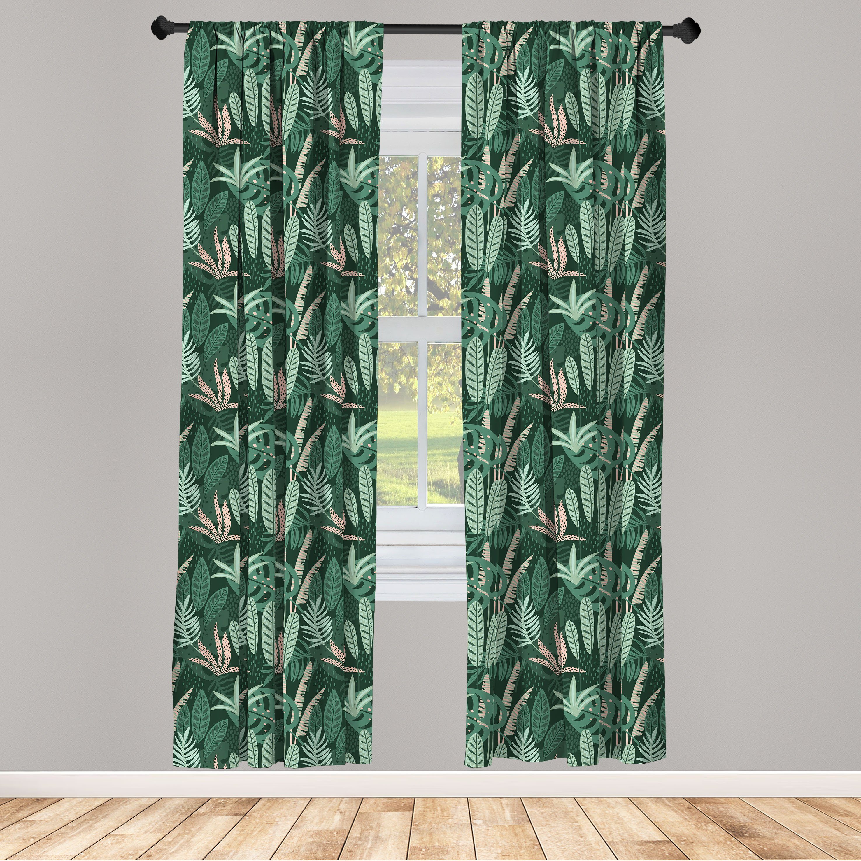 Gardine Vorhang für Wohnzimmer Schlafzimmer Dekor, Abakuhaus, Microfaser, Exotisch Doodle Hawaiian Jungle