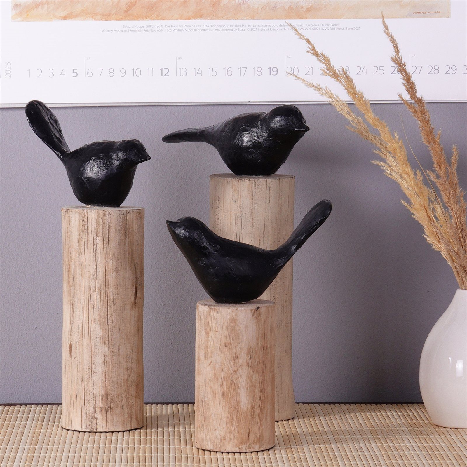 CREEDWOOD Skulptur VOGEL SKULPTUR "BIRDY 3er Set", Vogel auf Holzstamm