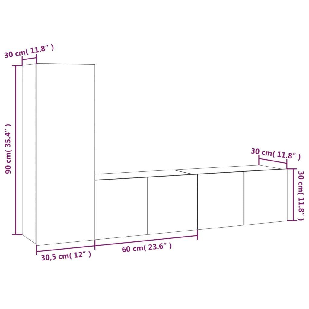 TV-Schrank Eichen-Optik Braun TV-Schrank-Set Holzwerkstoff 3-tlg. furnicato