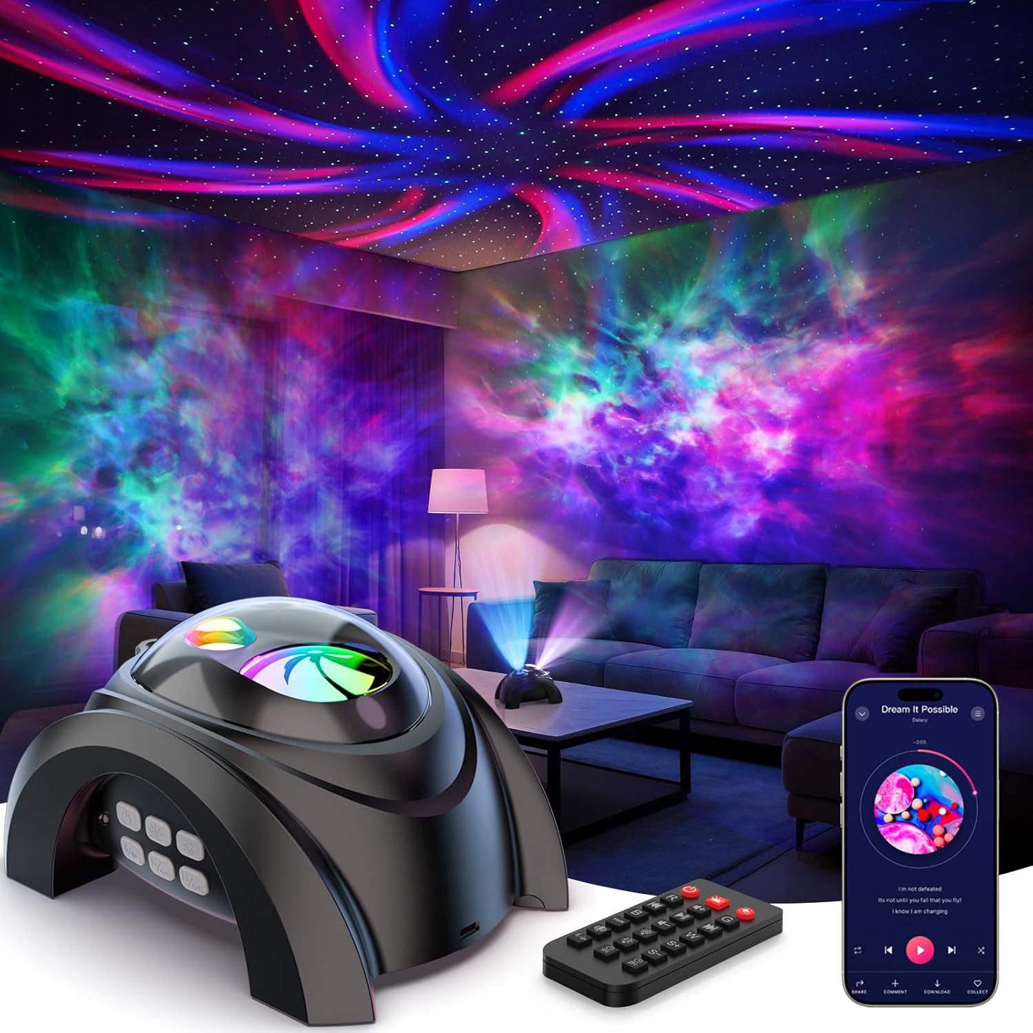 ANYSUN LED-Sternenhimmel Projektor, 58 Farben 15 Einschlafmusik Nachtlicht günstig online kaufen
