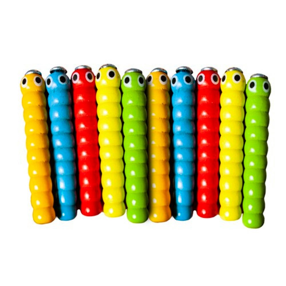 KRUZZEL Lernspielzeug Holzspiel Erdbeere Kinder (Spar-Set, 1-St., Kinderspielzeug), Motorikspiel Würmer angeln – Bild 4 von 5