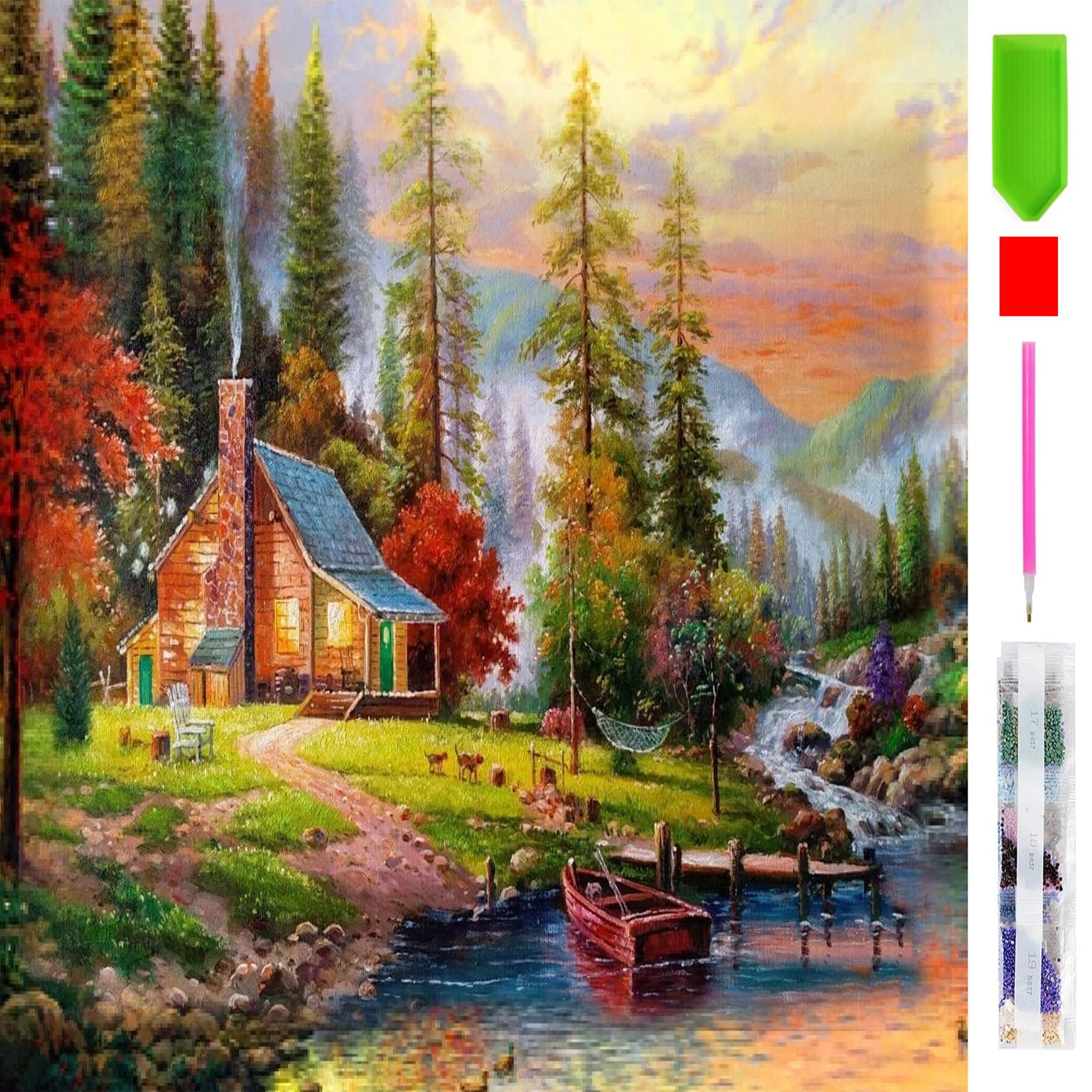 Malen nach Zahlen 5d Diamond Painting Haus im Wald Malen nach Zahlen 20x30cm