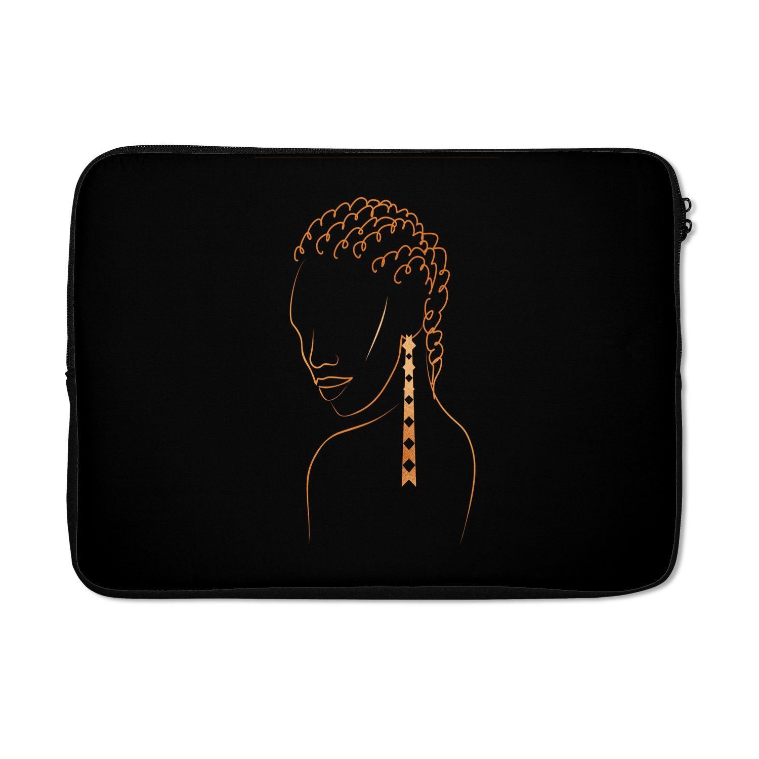 Laptop-Hülle Frau - Ohrringe - Linienkunst - Gold