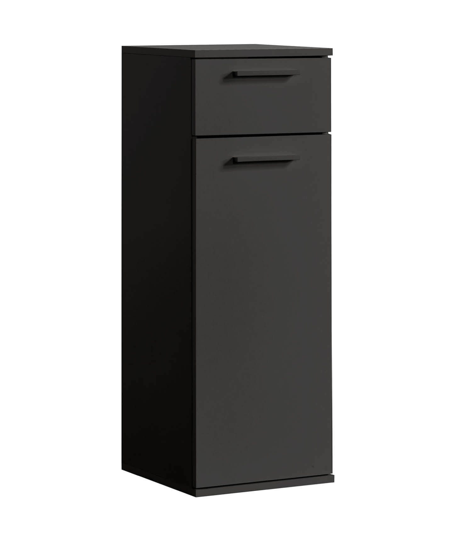 mokebo Midischrank Der Matrose (91x33x34 cm, mit Einlegeboden & Schublade) schmaler Badschrank, Badezimmerschrank in Anthrazit Schwarz