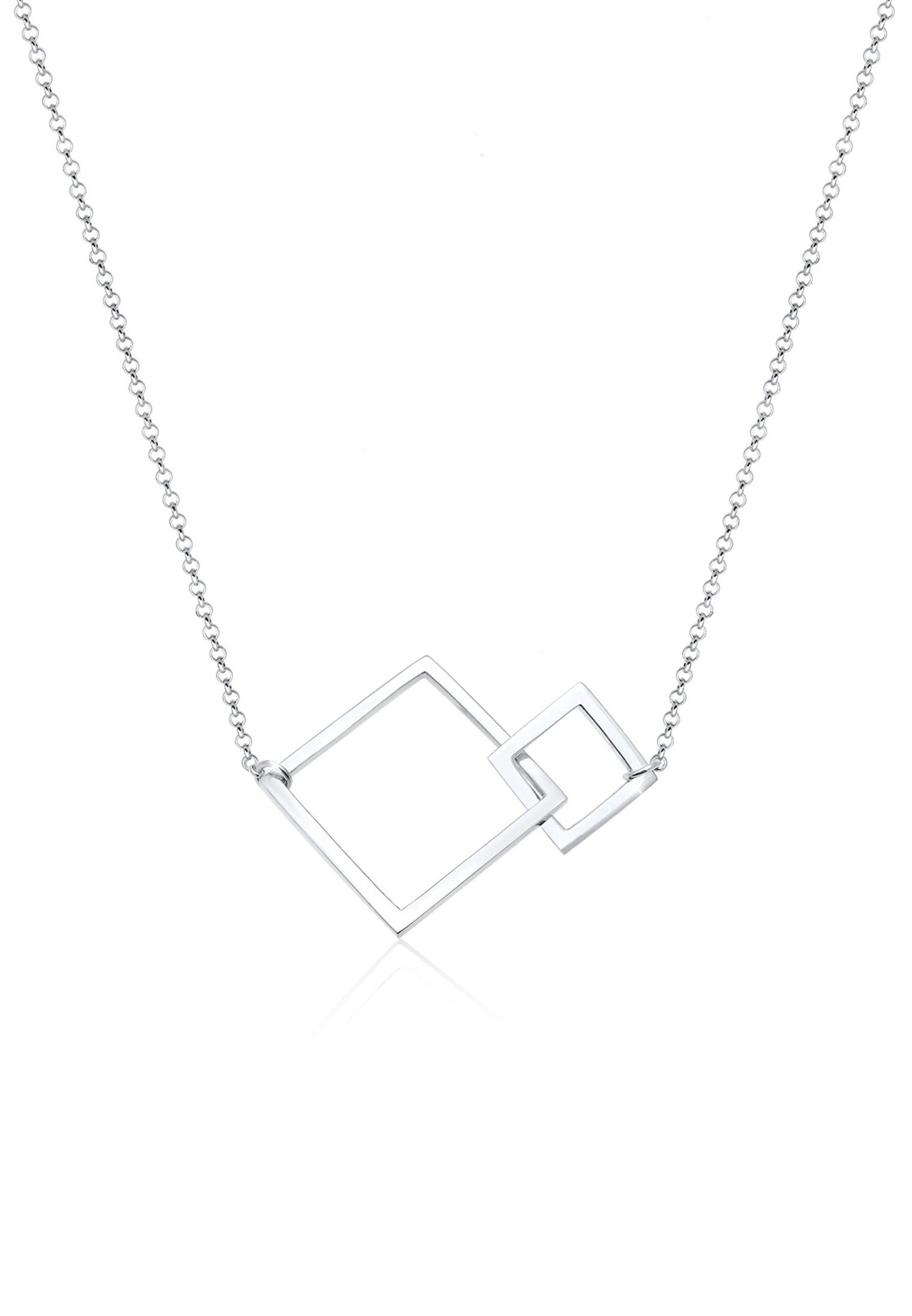 Elli Kette mit Anhänger Viereck 925 Sterling Geo Silber, Basic Geo Quadrat