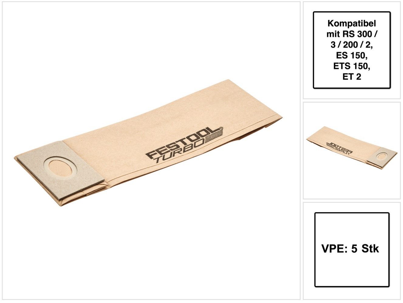 FESTOOL Filterbeutel Turbofilter TF II-RS/ES/ET/5 5 Stück (487779) für RS 300 / RS 3 / R