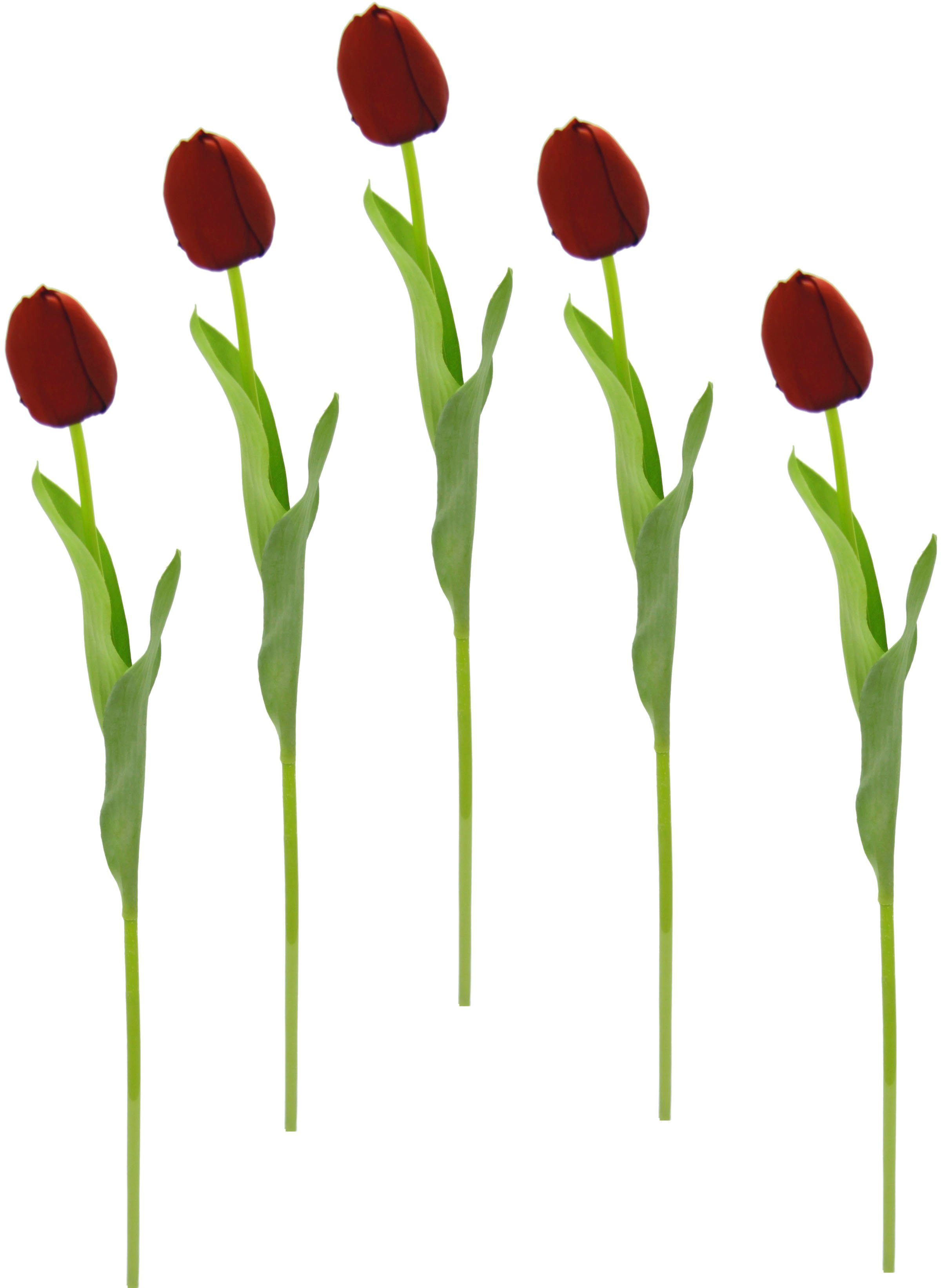 Kunstblume Real Touch Tulpen, dunkelrosa Stielblume Höhe cm, Set I.GE.A., Tulpenknospen, 5er künstliche 67 Kunstblumen