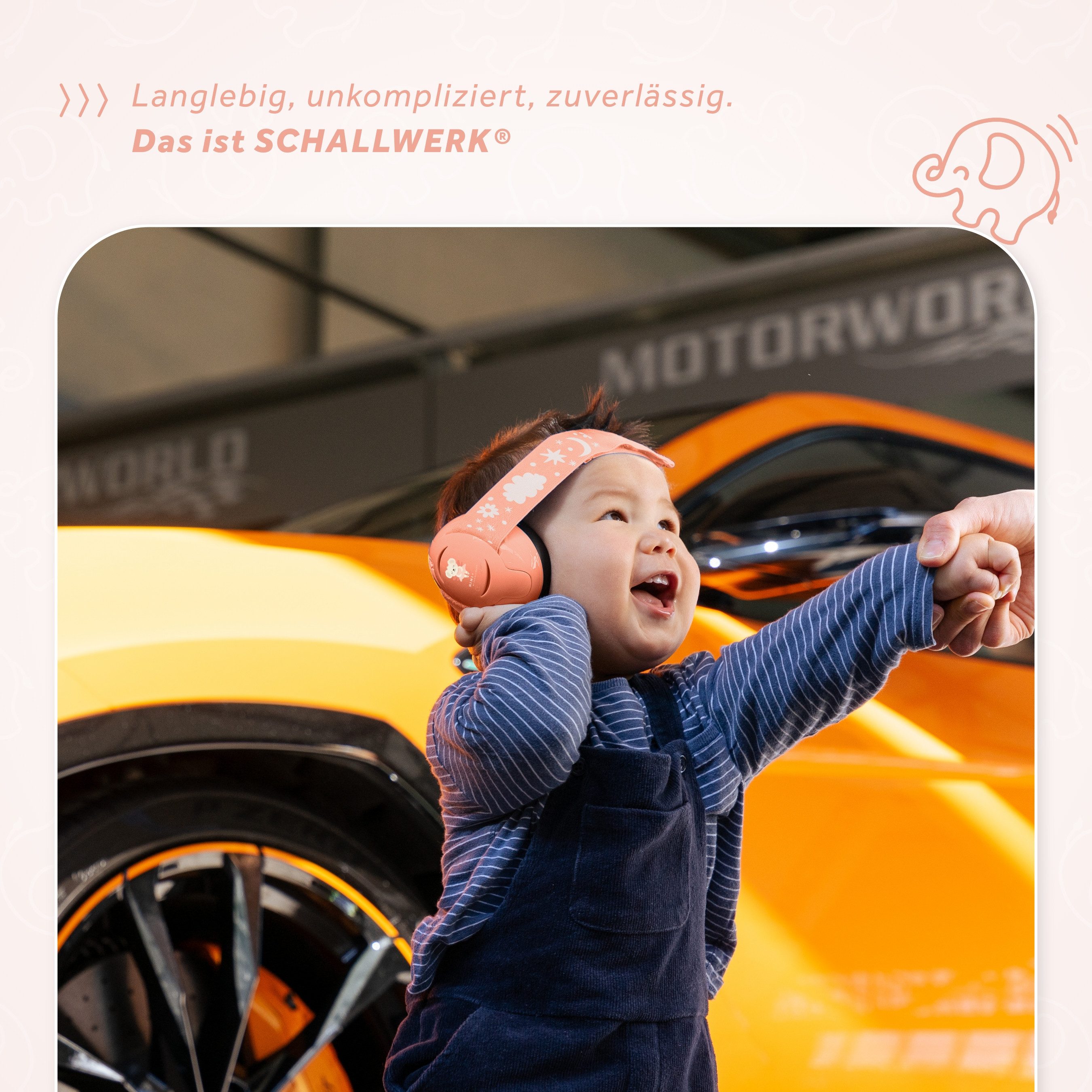 Schallwerk Kapselgehörschutz Mini+ Ohrenschützer für Kleinkinder - Gehörschutz Baby, (Kopfhörer Babys & Kleinkinder, Ohrenschutz für Babys mit verstellbaren Band), bis zu 52cm Kopfumfang