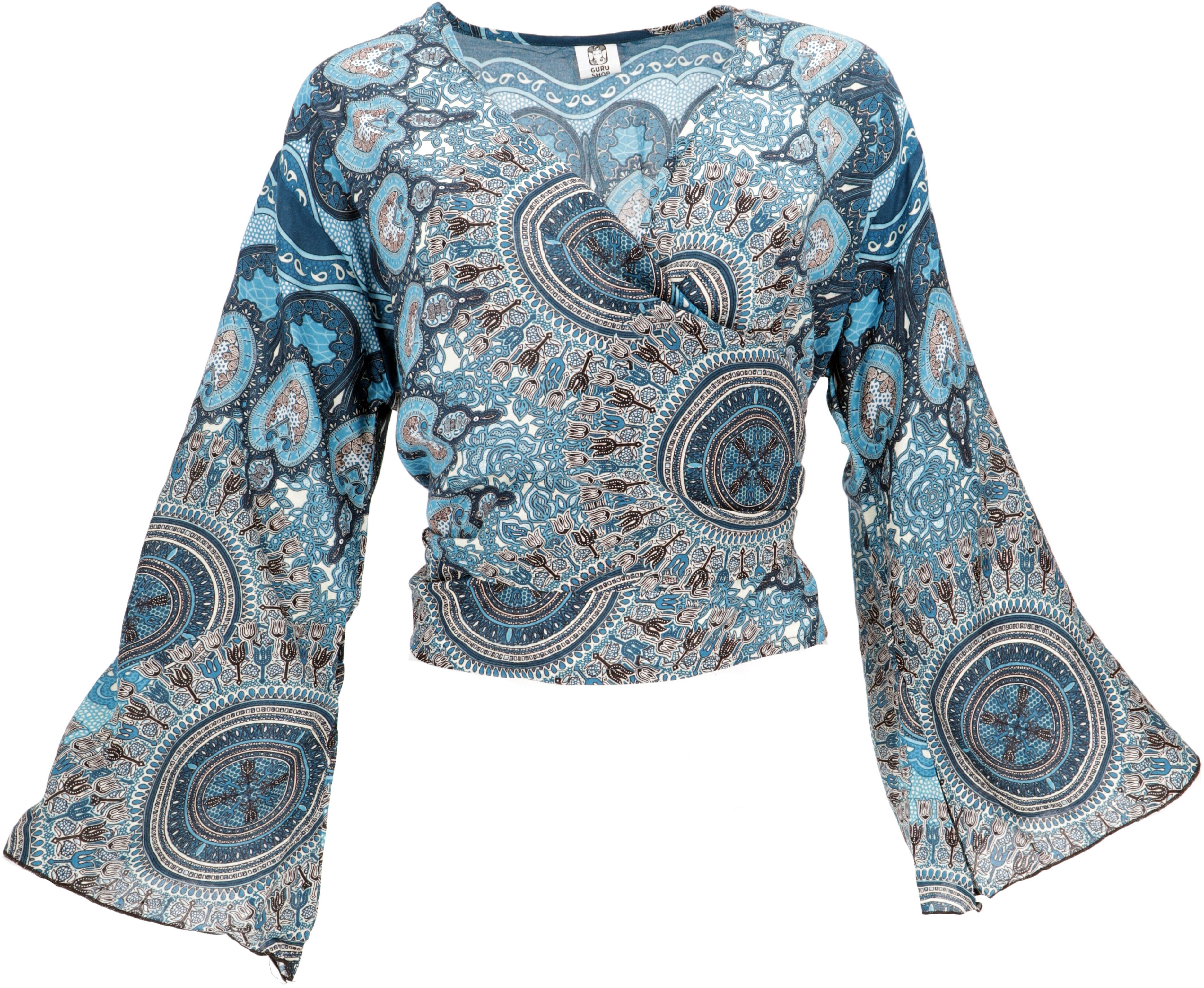 Guru-Shop Longbluse Kurztop, Boho Blusentop, Wickeltop, günstig online kaufen