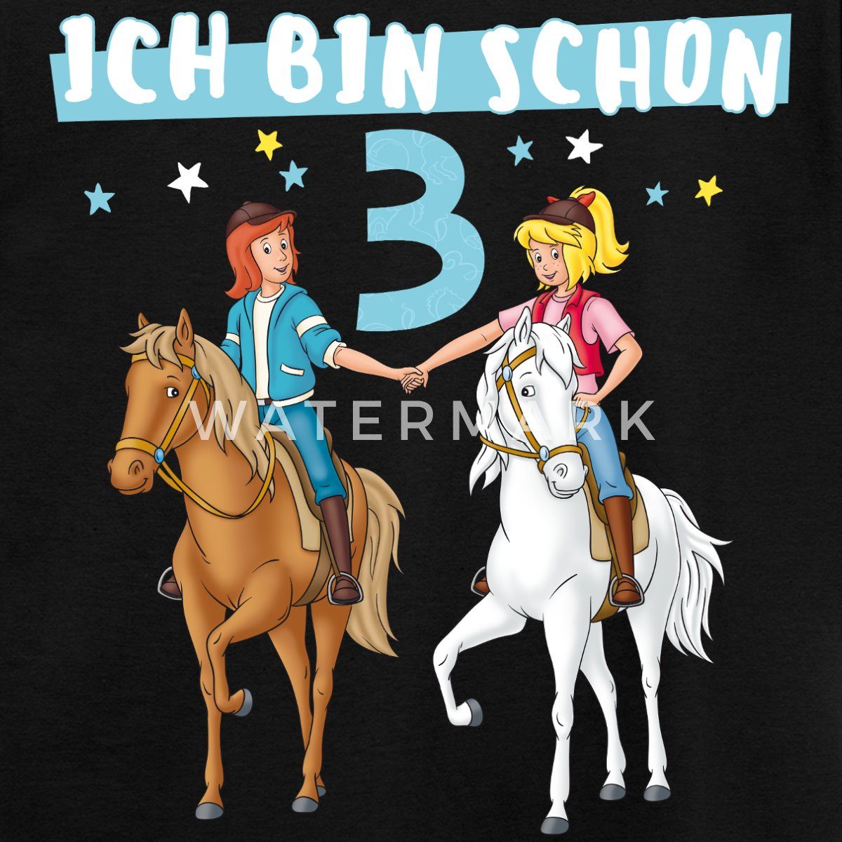 Spreadshirt T-Shirt Bibi & Tina Geburtstag Ich Bin Schon Drei Kinder T-Shirt (1-tlg)