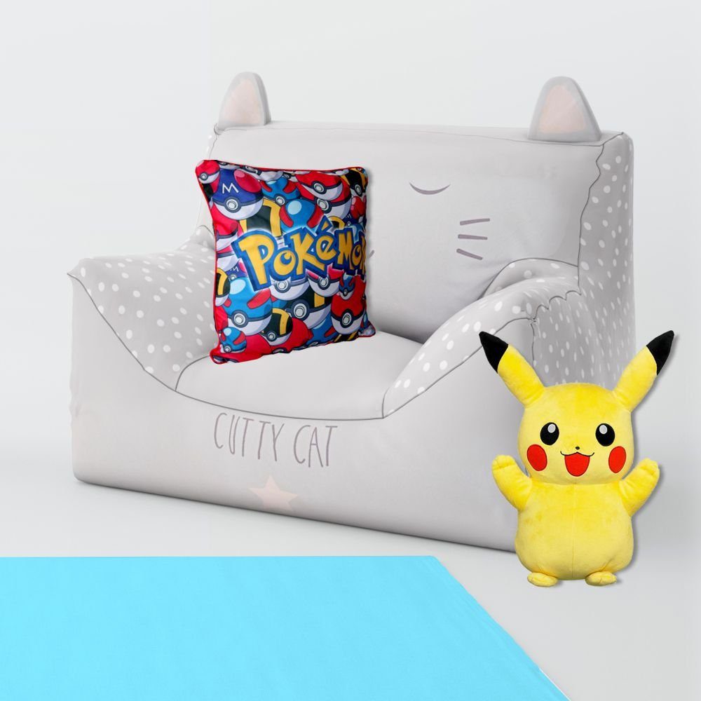 POKÉMON Dekokissen Ash cm Wende-Motiv & 40 Pokemon Pikachu Deko-Kissen x 40