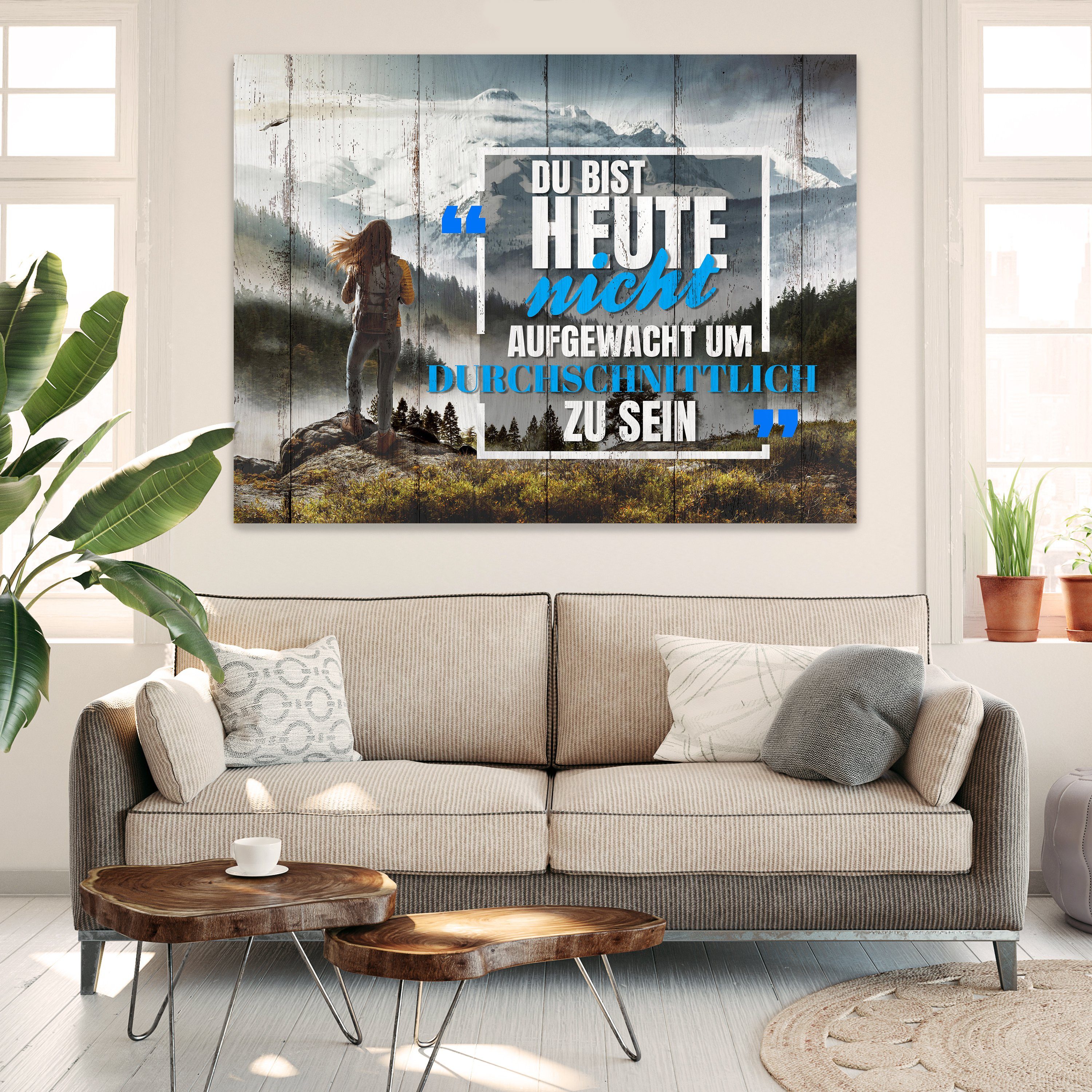 sein, Durchschnittlich Wandbild, Leinwandbilder Querformat, versch. St), Größen (1 in Leinwandbild wandmotiv24 Sprüche Wanddeko, Motivation,