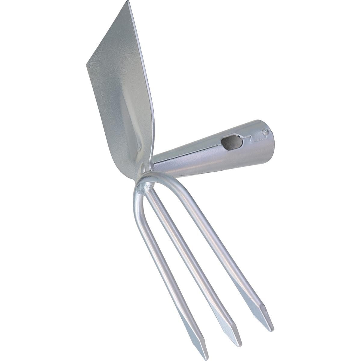 Triuso Doppelhacke Doppelhacke Flachform mit 3 Zinken, 7,50 cm Arbeitsbreite, stabile Ausführung mit großer Stieltülle Ø 28 mm