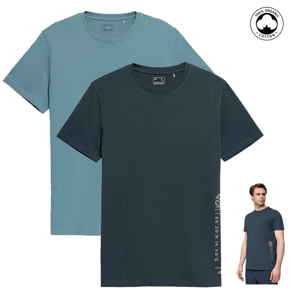 4F 4F Fjell Baumwolle blau T-Shirt mit T-Shirt Bio Herren -
