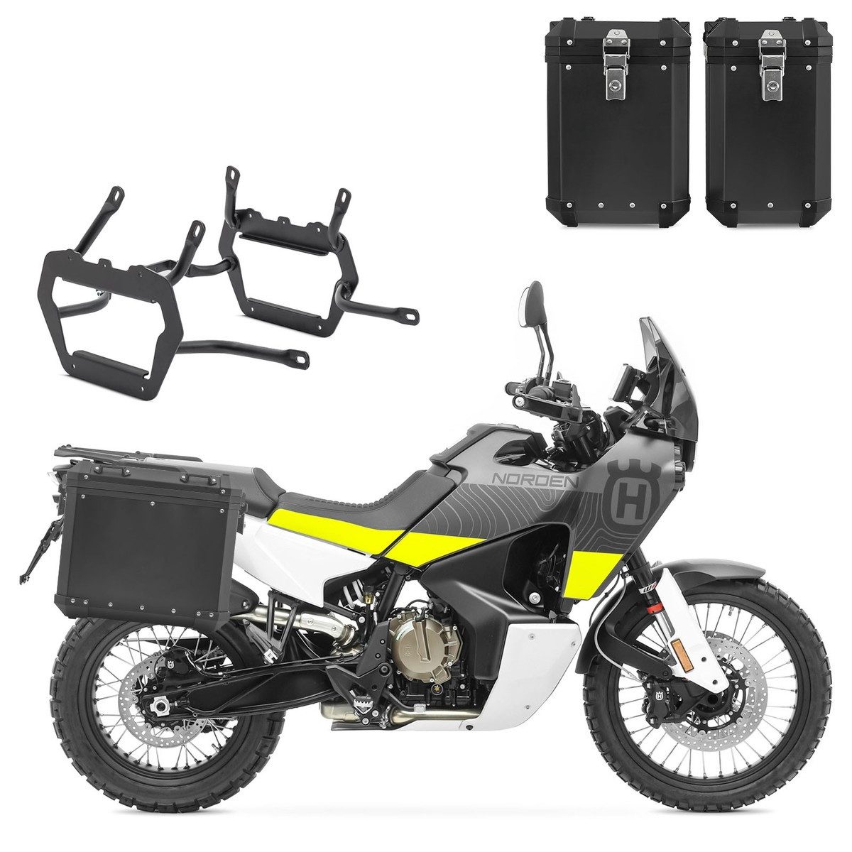 Bagtecs Kofferset Set Alukoffer + Kofferträger passend für Husqvarna Norden 901 21-26 Al