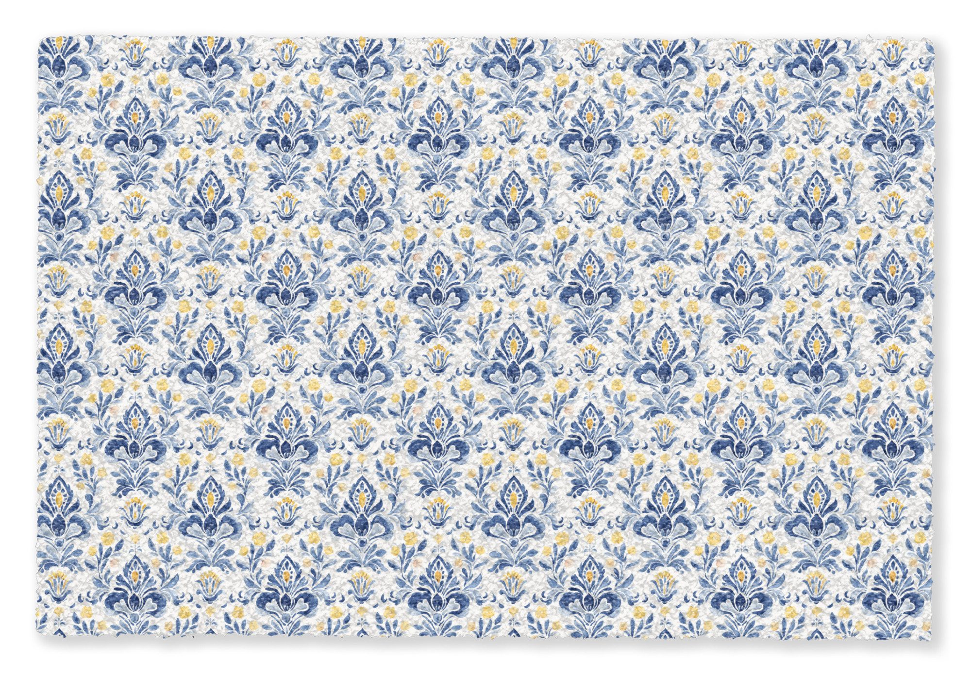 MuchoWow Fußmatte Patroon - Bloem - Blauw - Geel, Rechteckig, innen Schmutzfangmatte, Tür, Schmutzfänger Flur, Teppich 60x40 cm