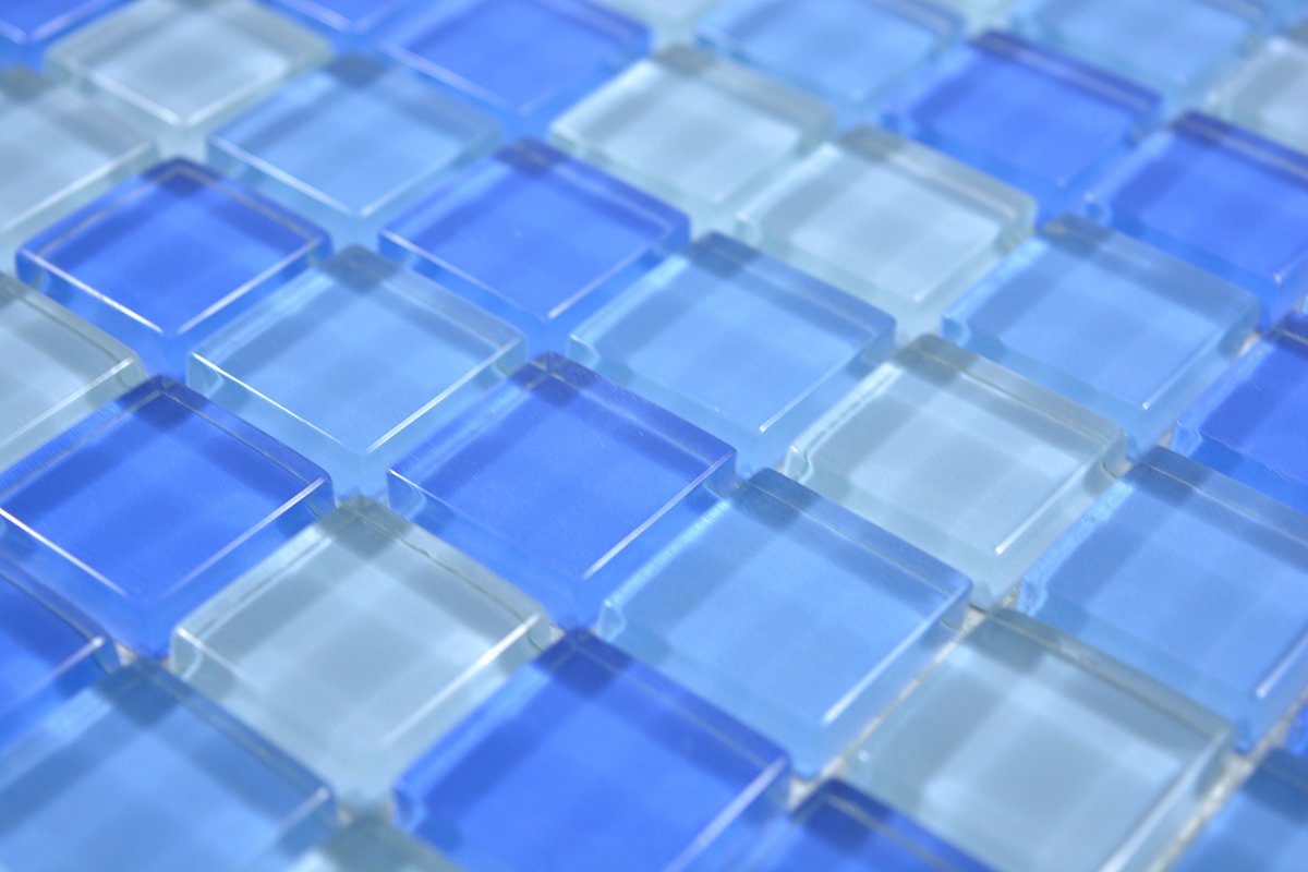 Mosani glänzend Crystal hellblau / 10 Matten Mosaik Glasmosaik Mosaikfliesen