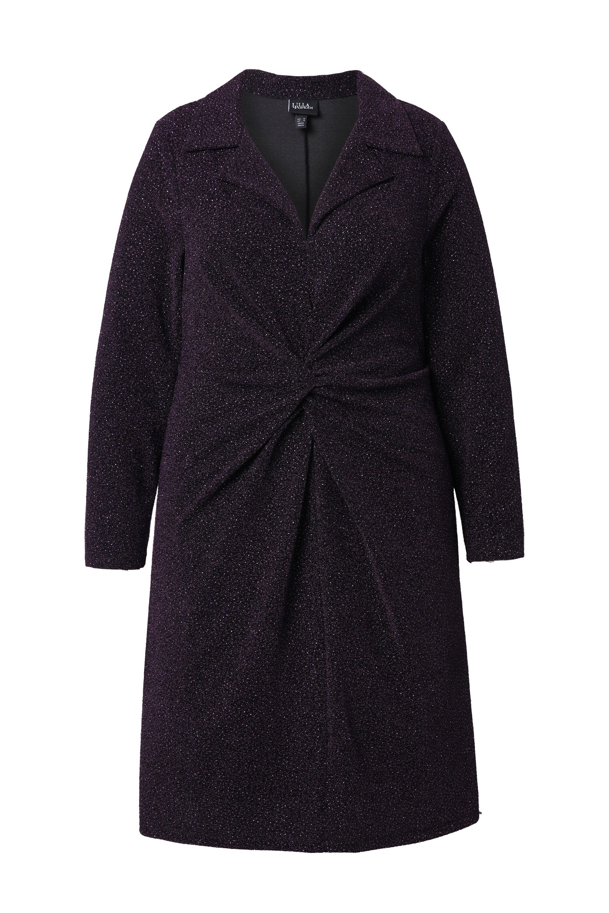 Ulla Popken Minikleid Jerseykleid Glitzer-Effekt Reverskragen Langarm günstig online kaufen