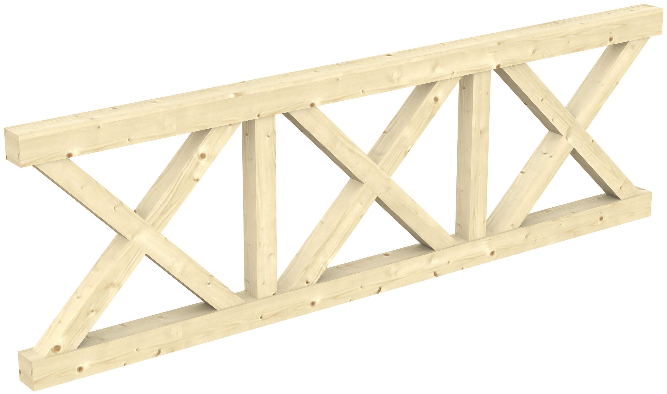 Skanholz Brüstungsgeländer Andreaskreuz, 270 cm Länge, 84 cm Höhe, für die Front