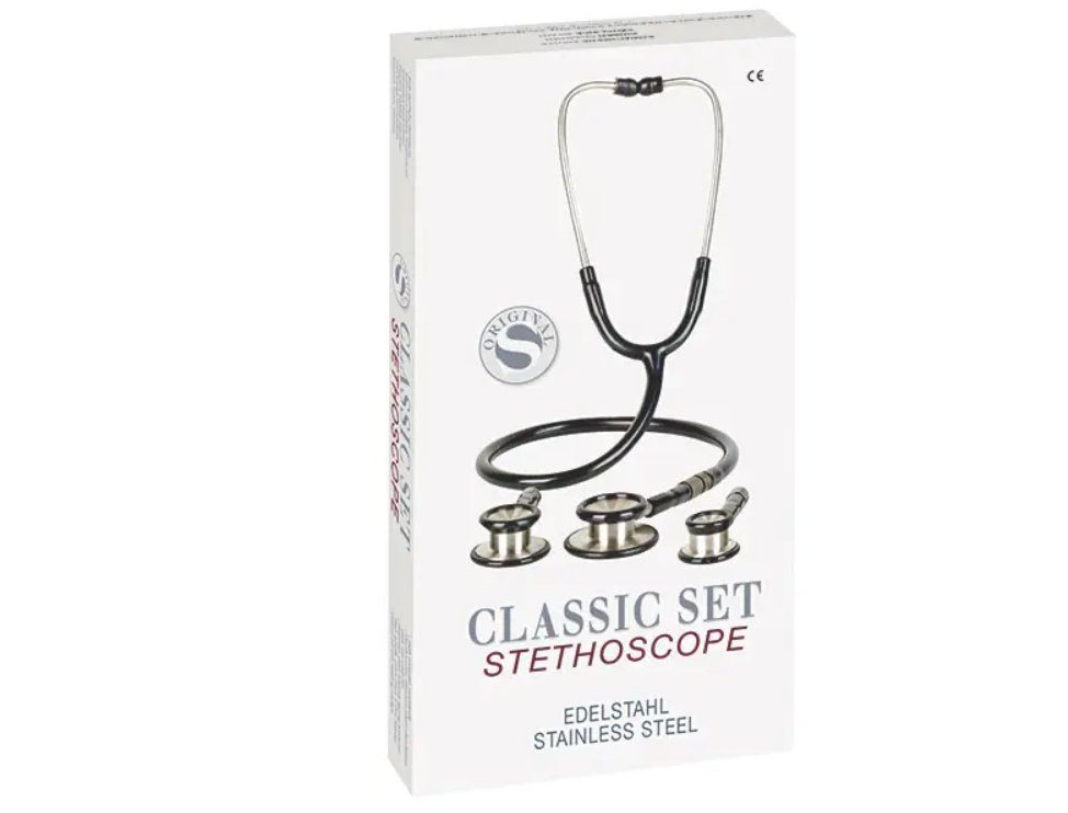 DocMed Stethoskop Doppelkopf-Stethoskop Edelstahl - Classic als Set, (3 verschiedene Doppelkopf-Bruststücke aus Edelstahl, Großer Lumen-Schlauch, Innenliegender Feder-Ohrbügel, weiche Ohroliven), Für Säuglinge bis Erwachsene geeignet