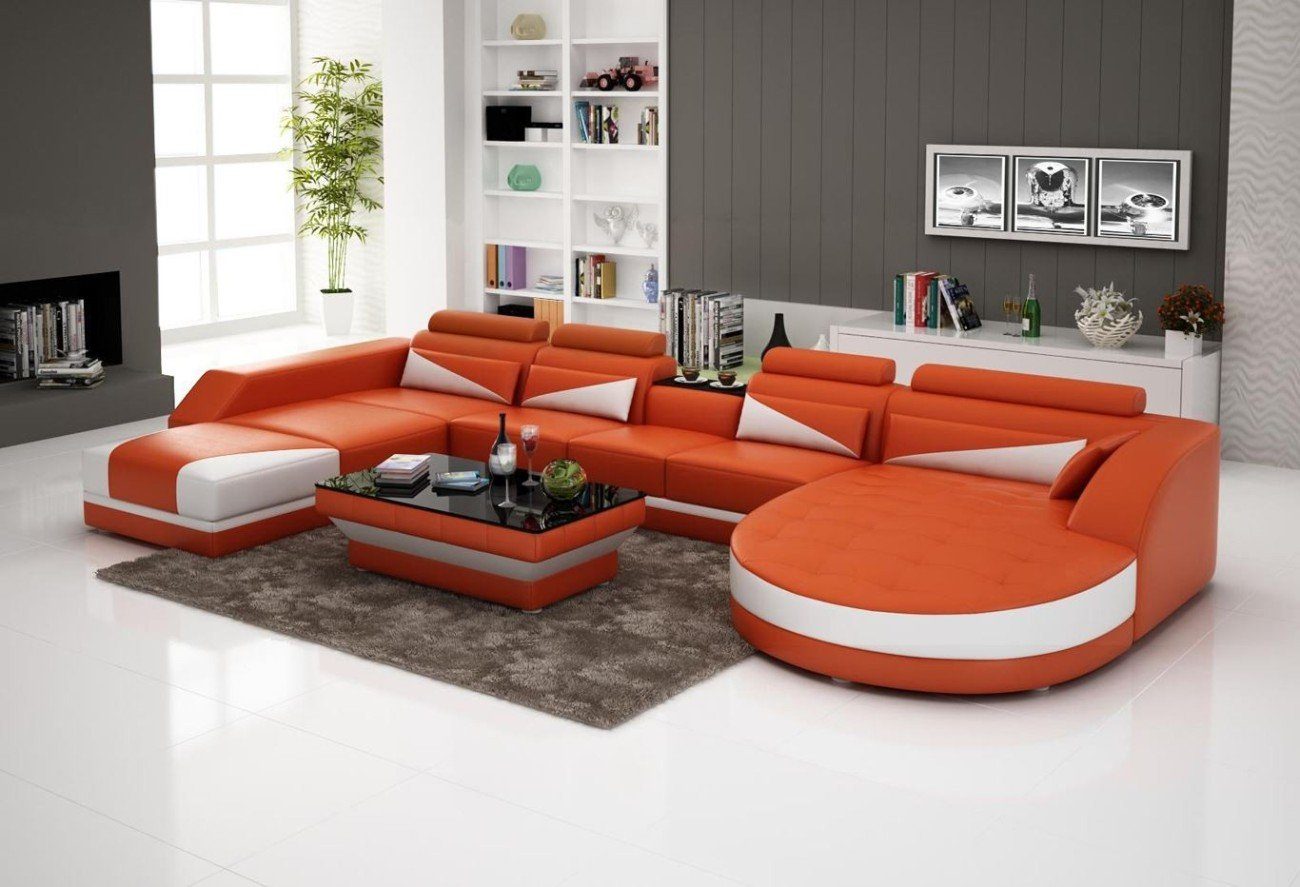 JVmoebel Ecksofa XXL Wohnlandschaft Made Couch Orange Garnitur, Sofa Ecksofa Europe Form in Polster U