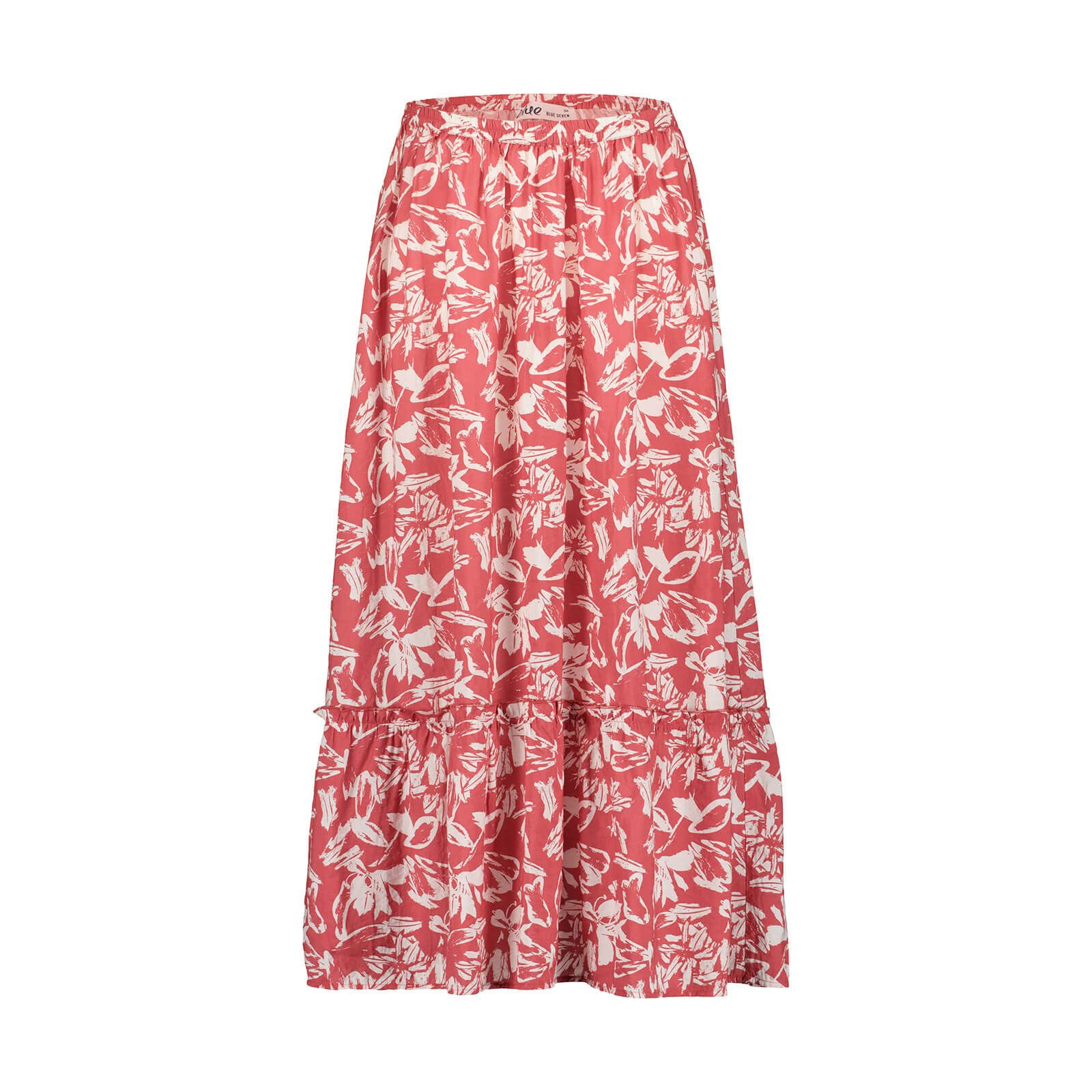 Blue Seven Sommerkleid 182075 Damen Stufenrock Allover-Print Floral - Midi-Rock elastische Taille