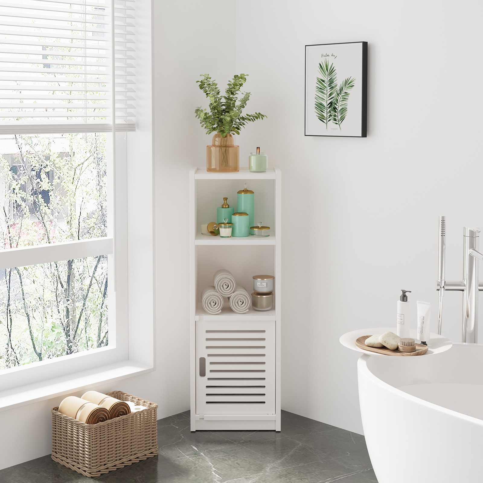Dripex Midischrank Badezimmerschrank, Badschrank schmal, Toilettenschrank weiß
