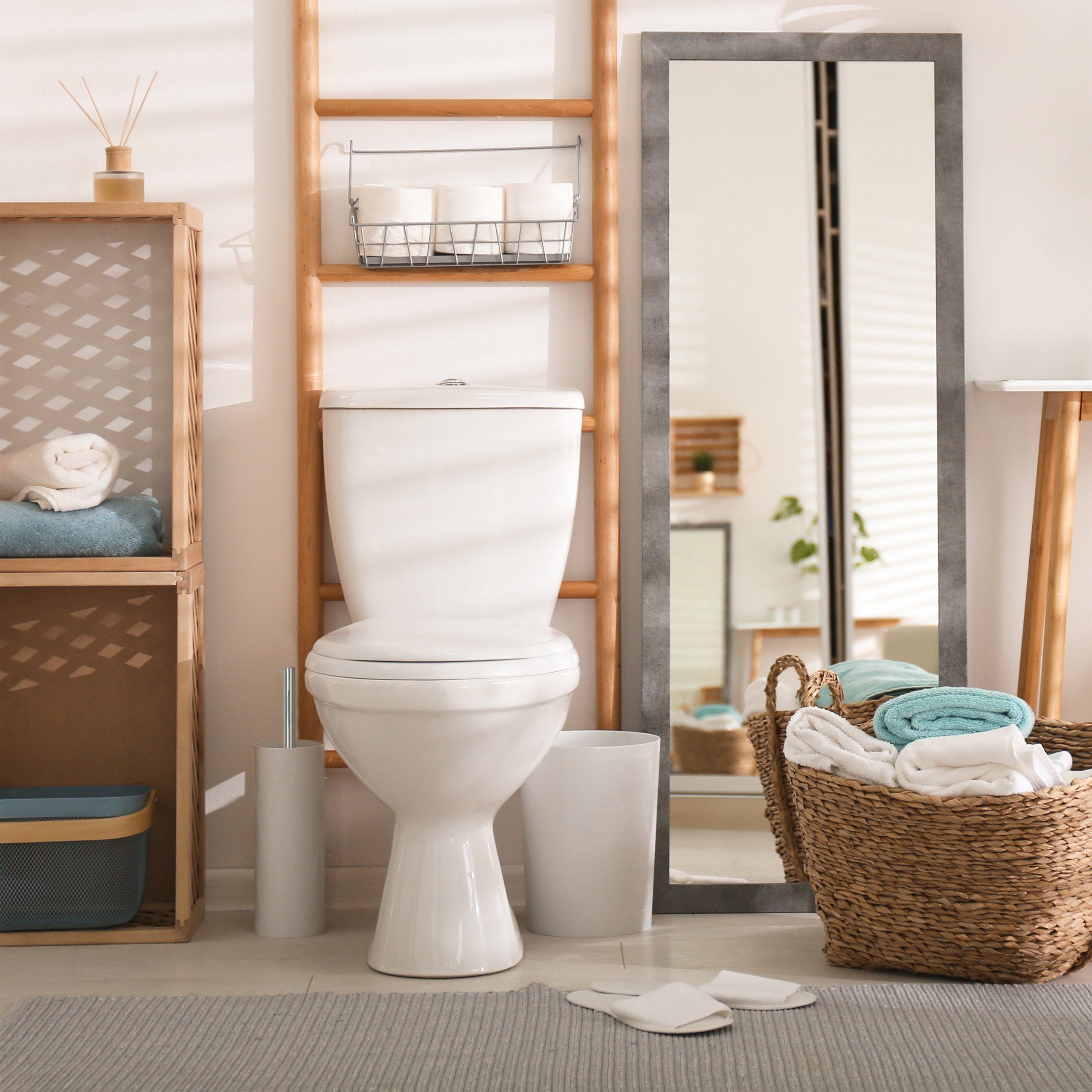 relaxdays Toilettenbürste Set WC-Reinigungsbürste weiß 3er