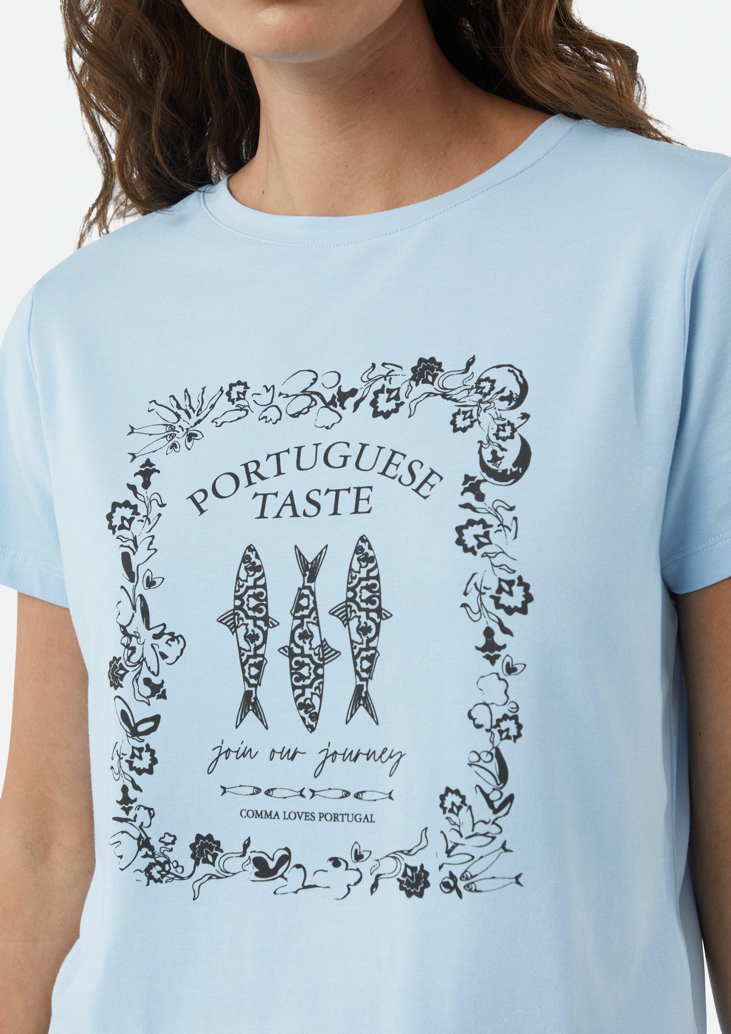 Comma Kurzarmshirt T-Shirt aus Baumwollmix mit günstig online kaufen