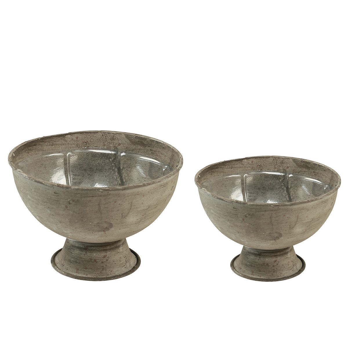 Dekoschale Deko Pokalschale Metall Grau Antikfinish Ø12,5/15cm 2er-Set – Vintage
