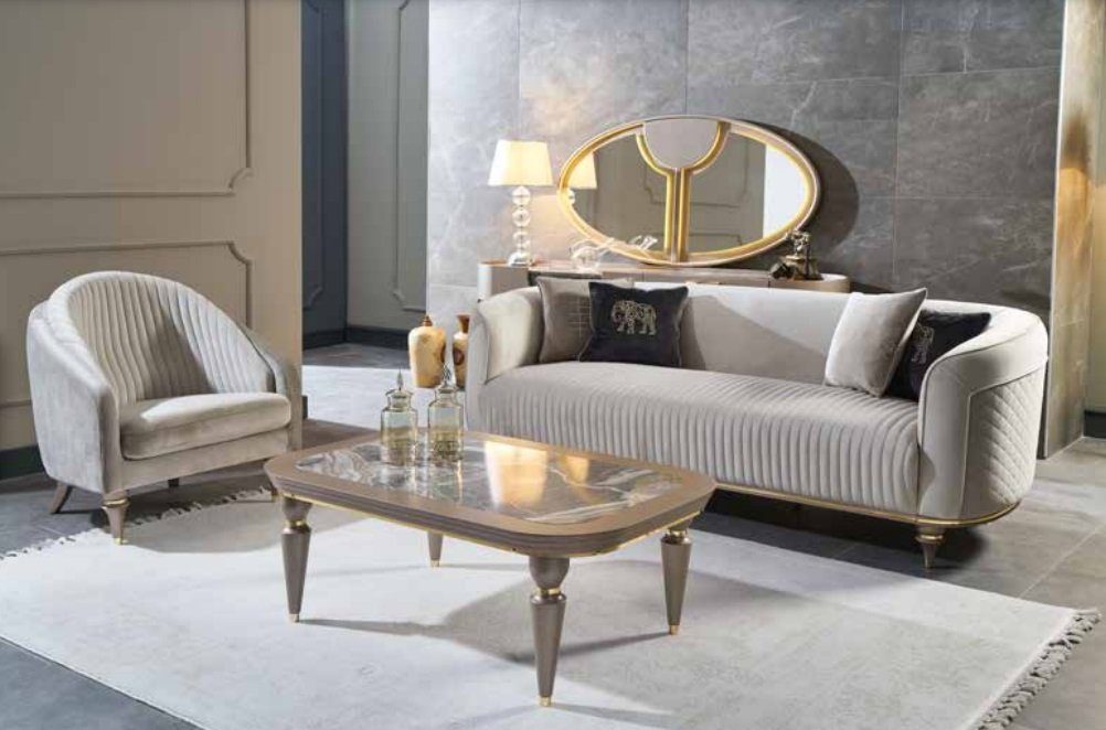 Couchen, Made Graue Sofa Stil Moderne in Sitzer Designer Europe Sofagarnitur 3+1 Sofas JVmoebel