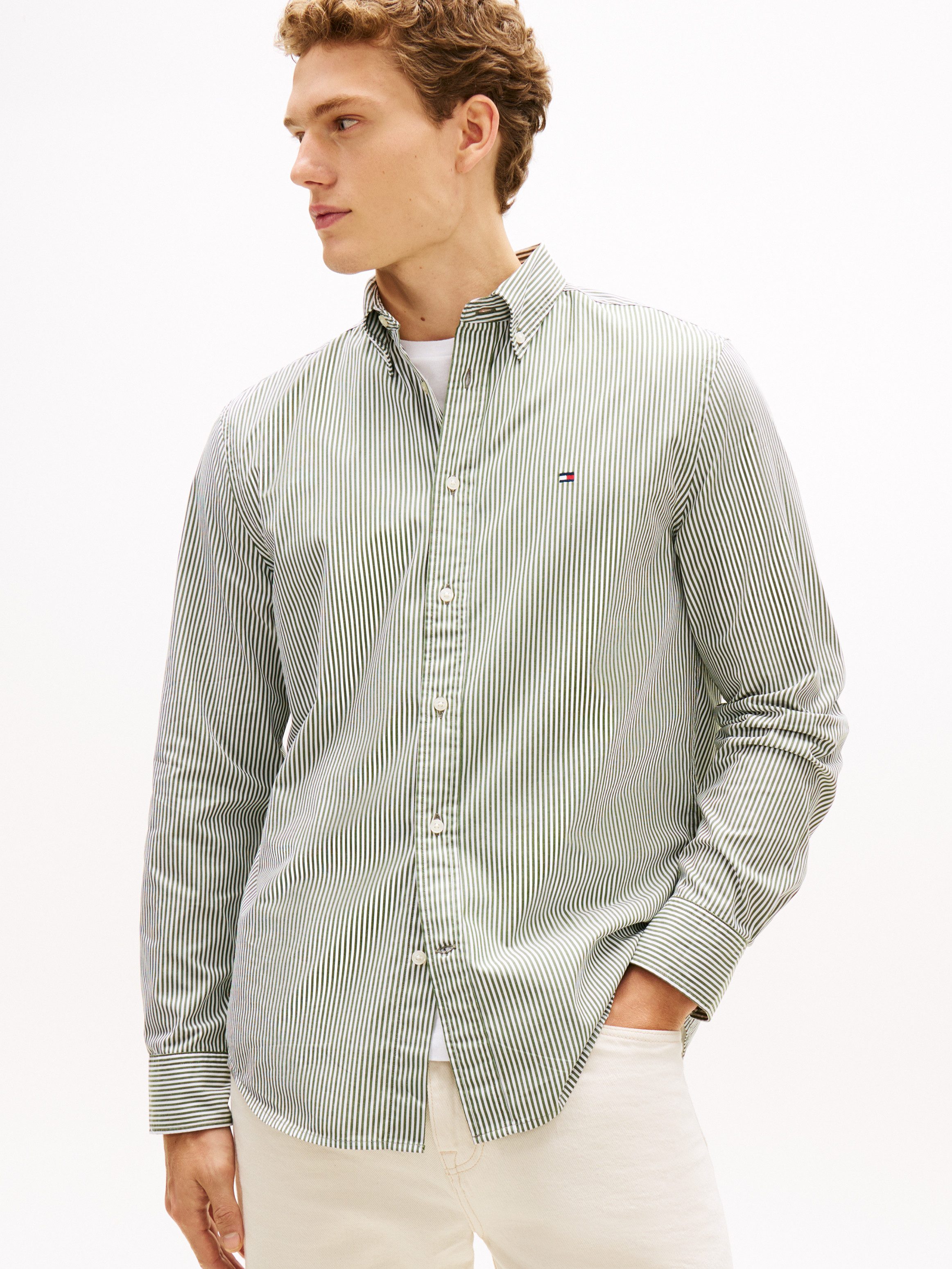 Tommy Hilfiger Langarmhemd CORE FLEX POPLINE CLASSIC STRIPE regular fit, Button-down-Kragen, feine Streifen