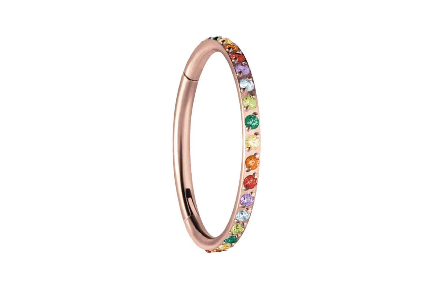 Nasenpiercing Titan Segmentring Clicker EINGEFASSTE BUNTE KRISTALLE Ohrpiercing